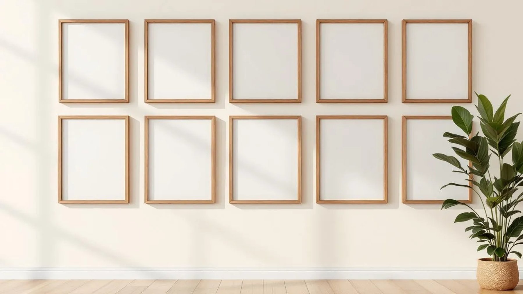 Frame Styled Room Mockup — Walnut Frame Square 1:1 — Perspective View — #01256 | MockupBulk