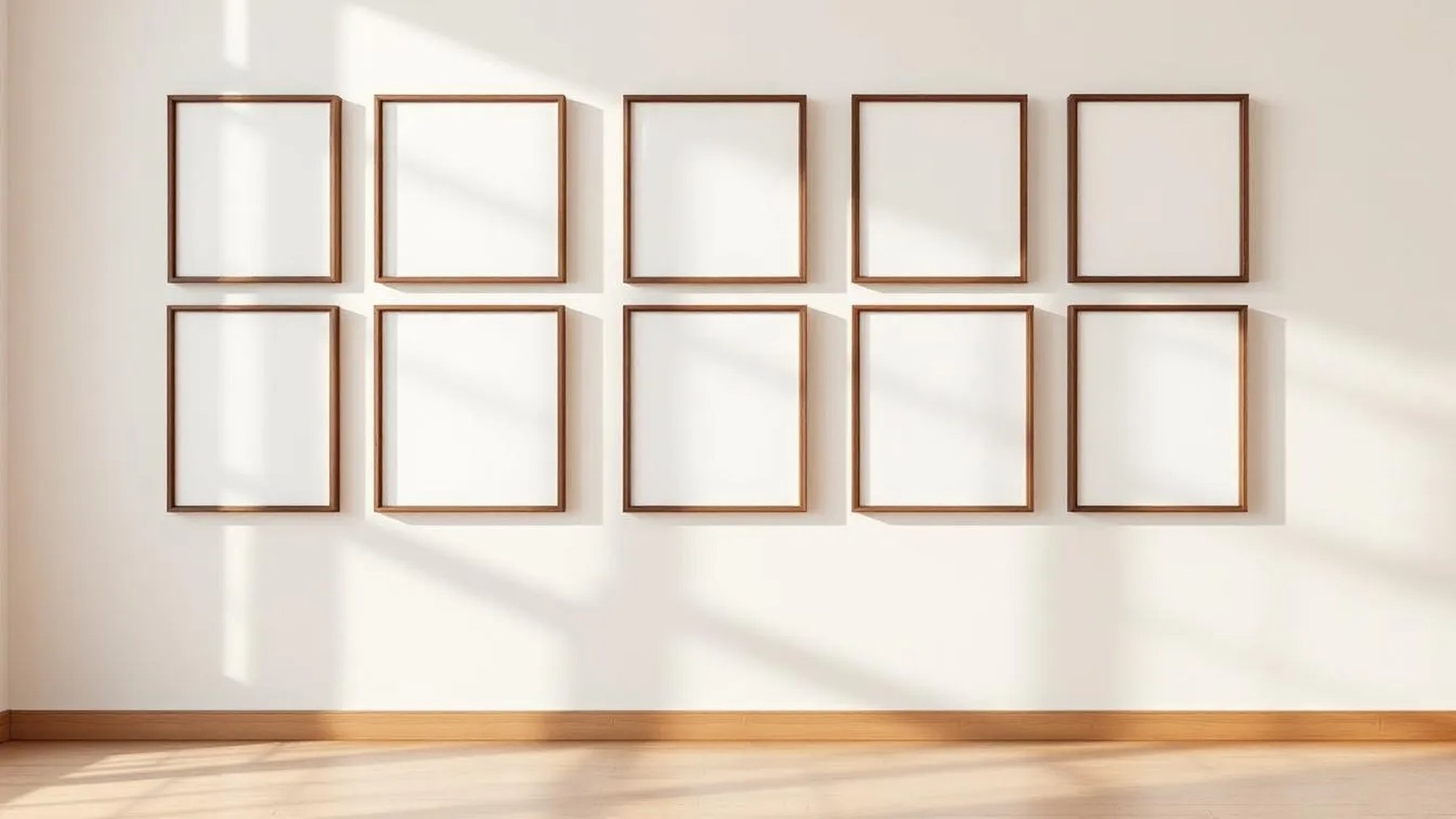 Frame Editorial Room Mockup — Walnut Frame Square 1:1 — Perspective View — #01259 | MockupBulk