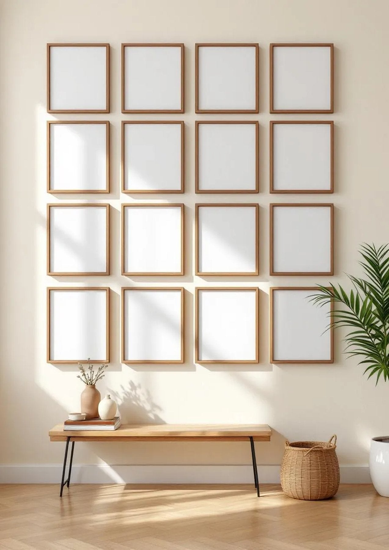 Frame Frame Display Mockup — Walnut Frame Portrait 2:3 — Perspective View — #01260 | MockupBulk