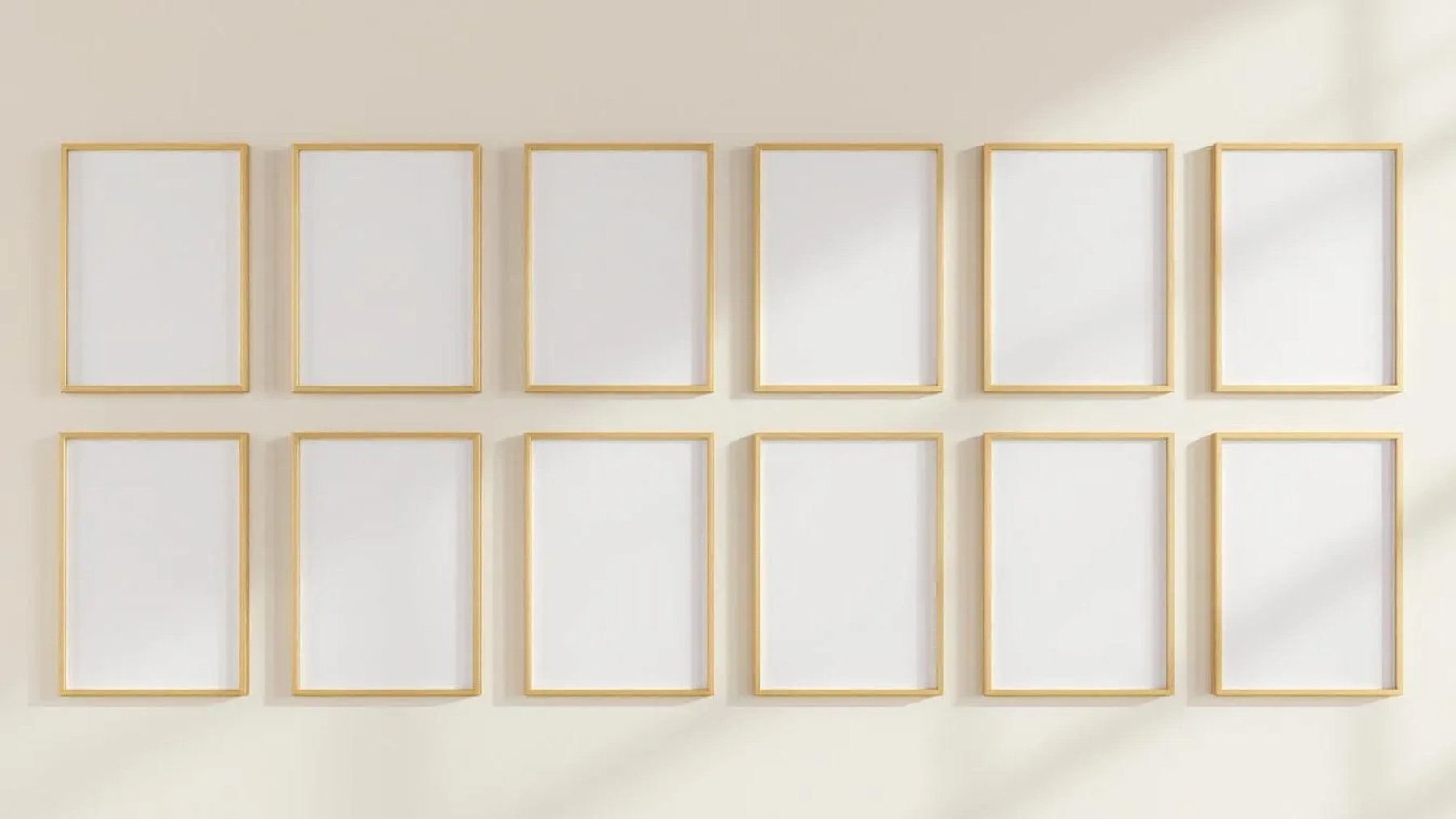 Frame Editorial Room Mockup — Gold Frame Portrait 2:3 — Perspective View — #01265 | MockupBulk