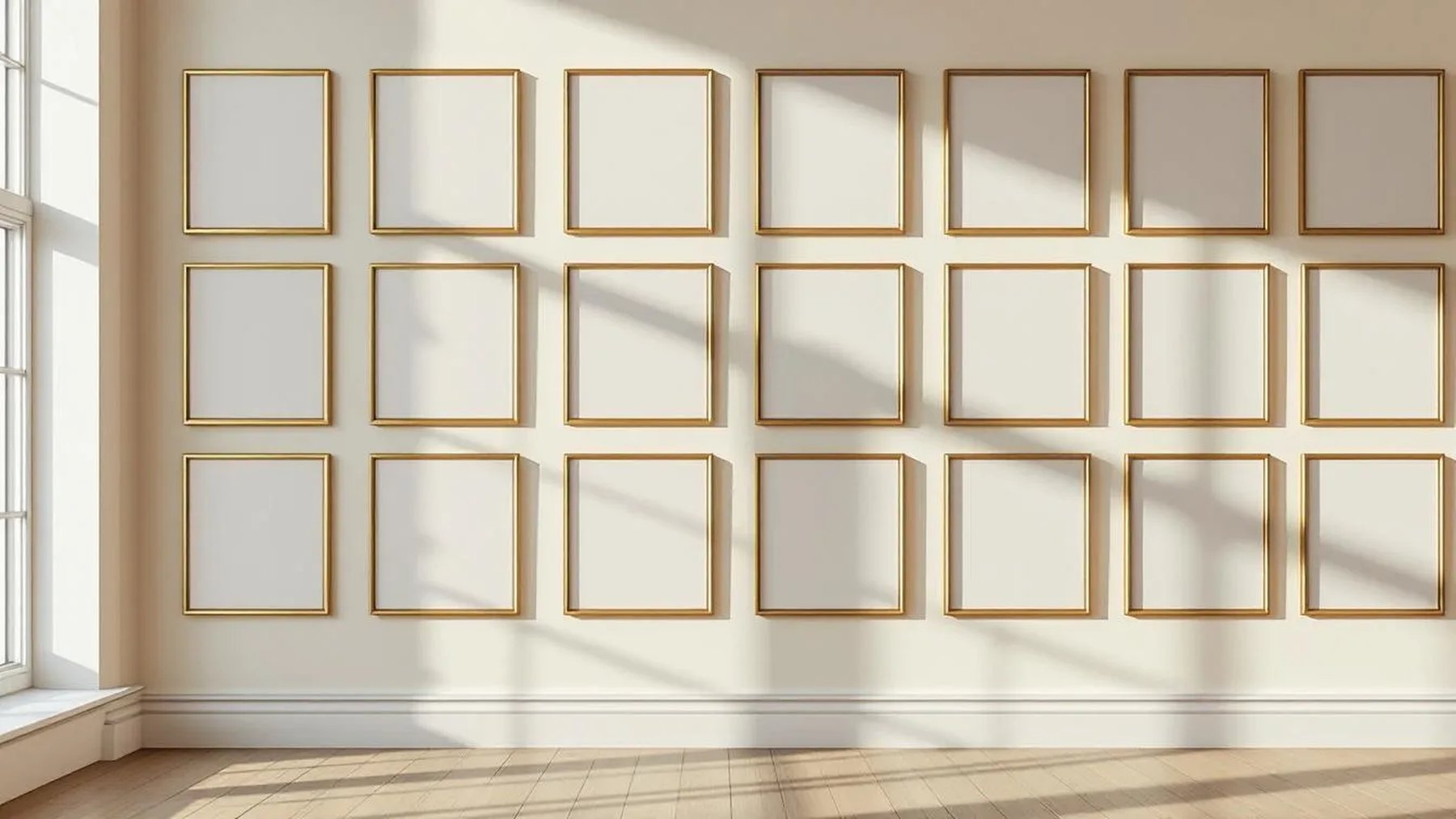 Frame Editorial Room Mockup — Gold Frame Portrait 2:3 — Perspective View — #01268 | MockupBulk