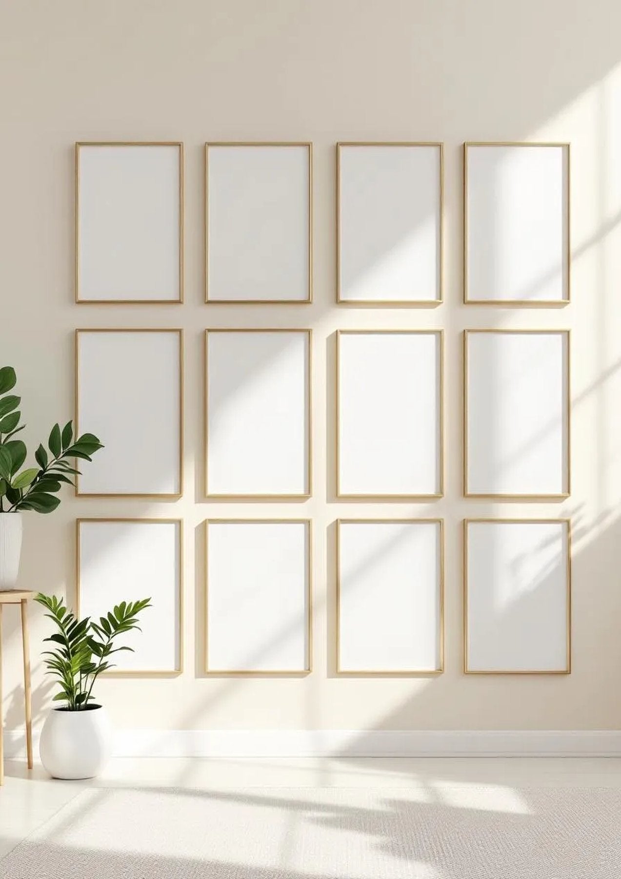 Frame Lifestyle Frame Mockup — Gold Frame Portrait 2:3 — Perspective View — #01269 | MockupBulk