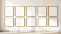 Frame Premium Interior Mockup — Gold Frame Square 1:1 — Perspective View — #01271 | MockupBulk