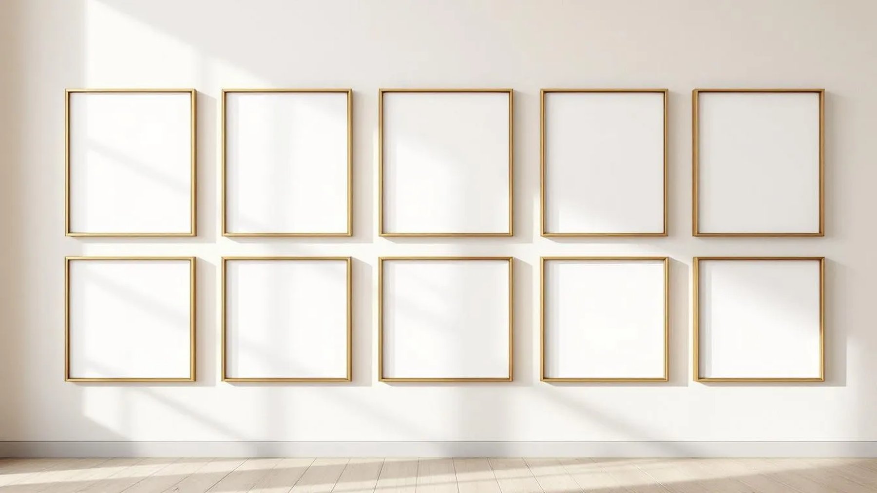Frame Premium Interior Mockup — Gold Frame Square 1:1 — Perspective View — #01271 | MockupBulk
