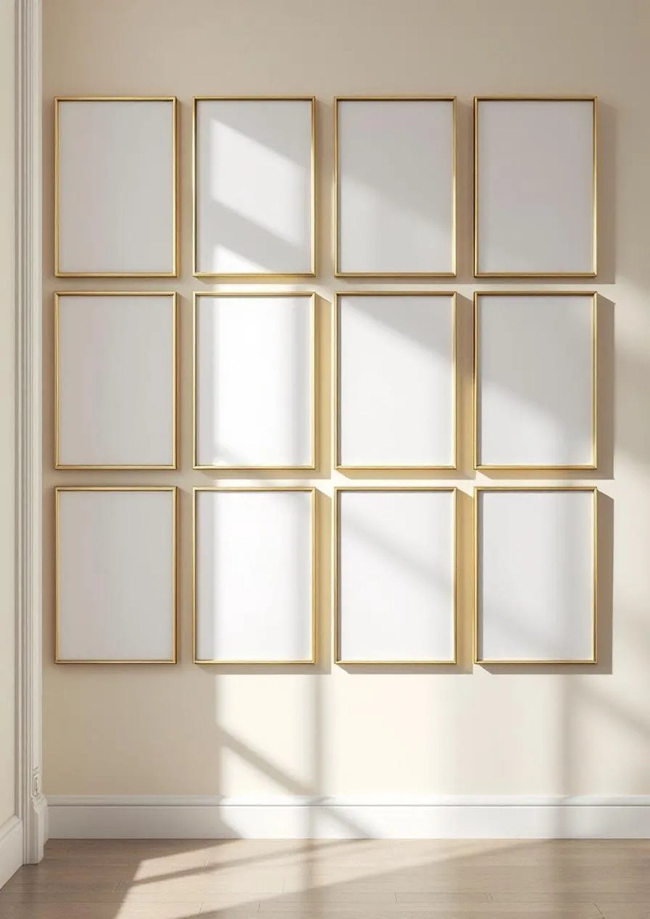 Frame Styled Room Mockup — Gold Frame Portrait 2:3 — Perspective View — #01272 | MockupBulk