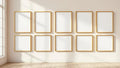 Frame Premium Interior Mockup — Gold Frame Square 1:1 — Perspective View — #01274 | MockupBulk