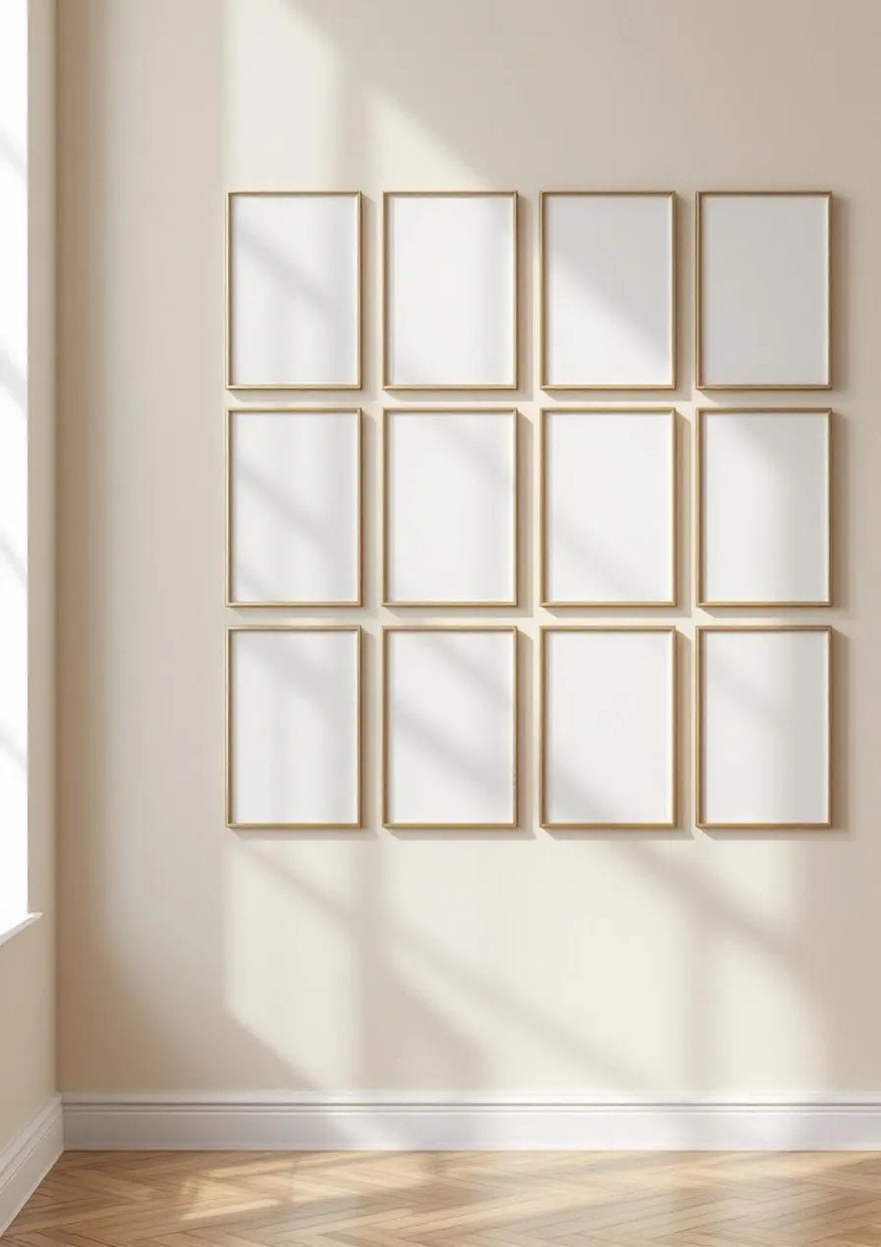 Frame Premium Interior Mockup — Gold Frame Portrait 2:3 — Perspective View — #01275 | MockupBulk