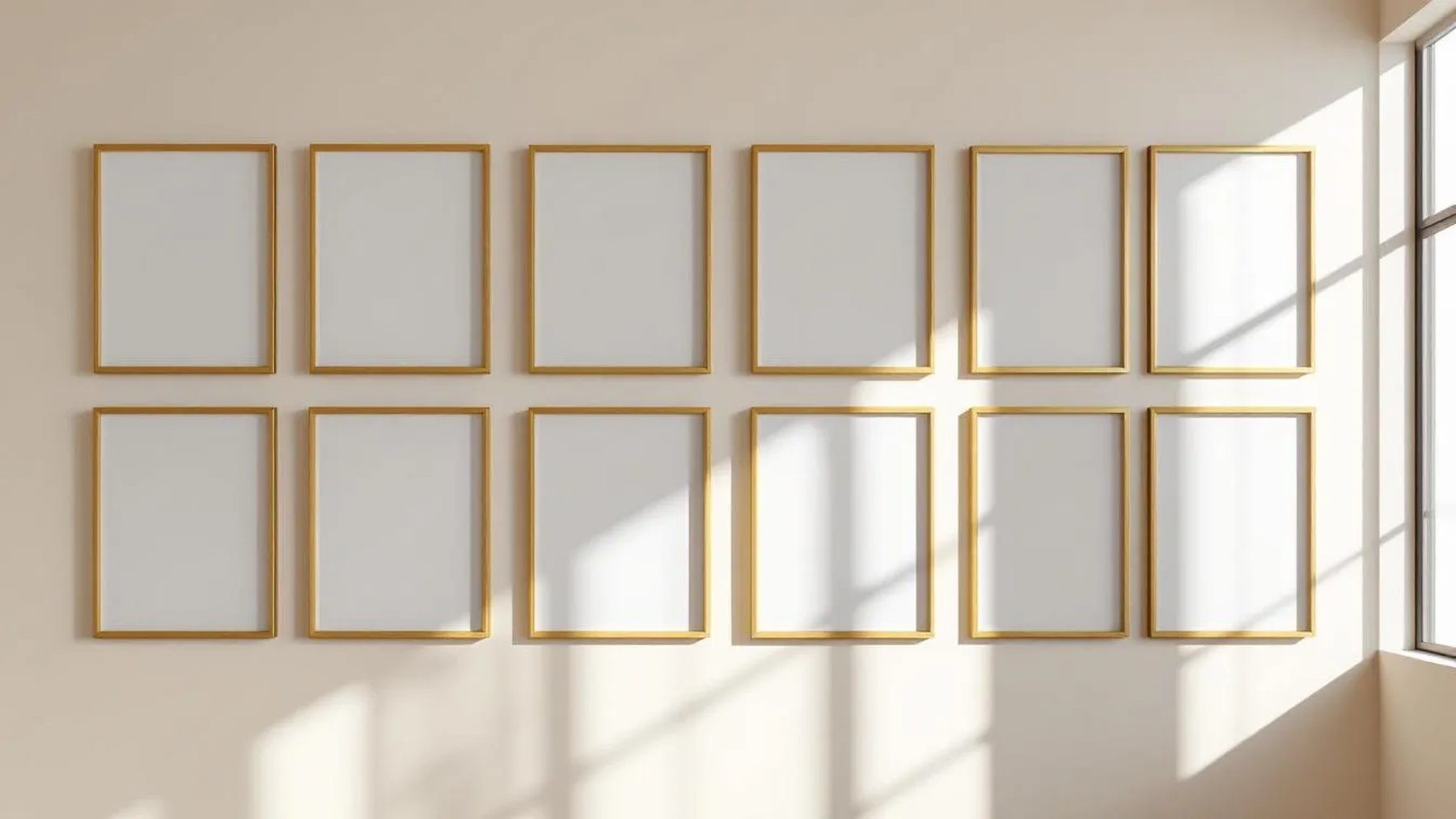 Frame Styled Room Mockup — Gold Frame Portrait 2:3 — Perspective View — #01277 | MockupBulk