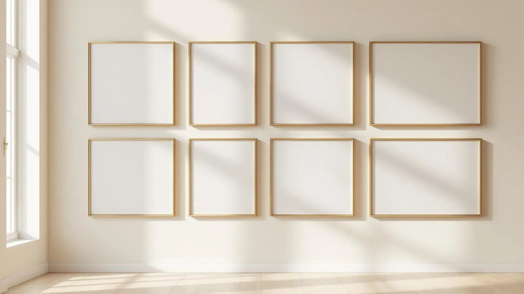 Frame Wall Art Mockup — Gold Frame Portrait 2:3 — Perspective View — #01280 | MockupBulk