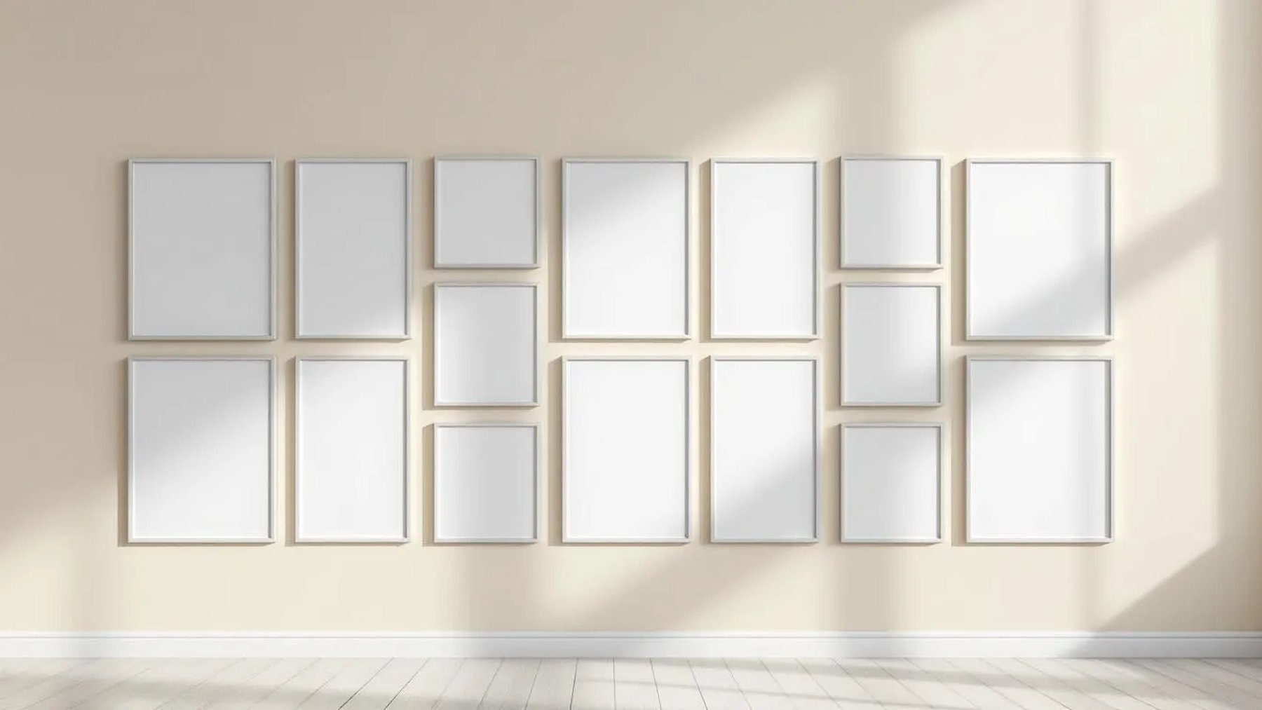 Frame Interior Frame Mockup — Silver Frame Portrait 2:3 — Perspective View — #01283 | MockupBulk