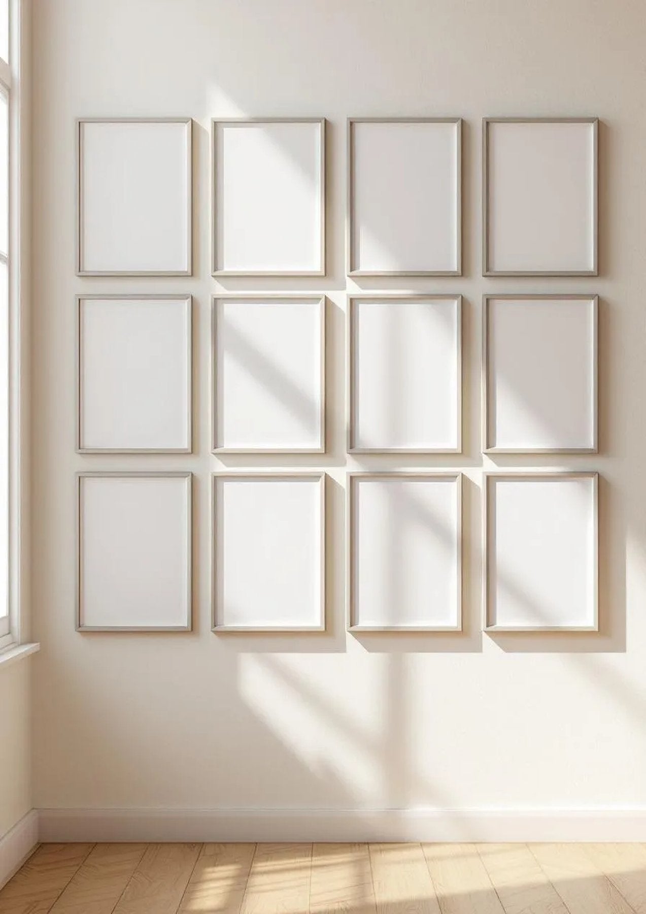 Frame Wall Art Mockup — Silver Frame Portrait 2:3 — Perspective View — #01284 | MockupBulk