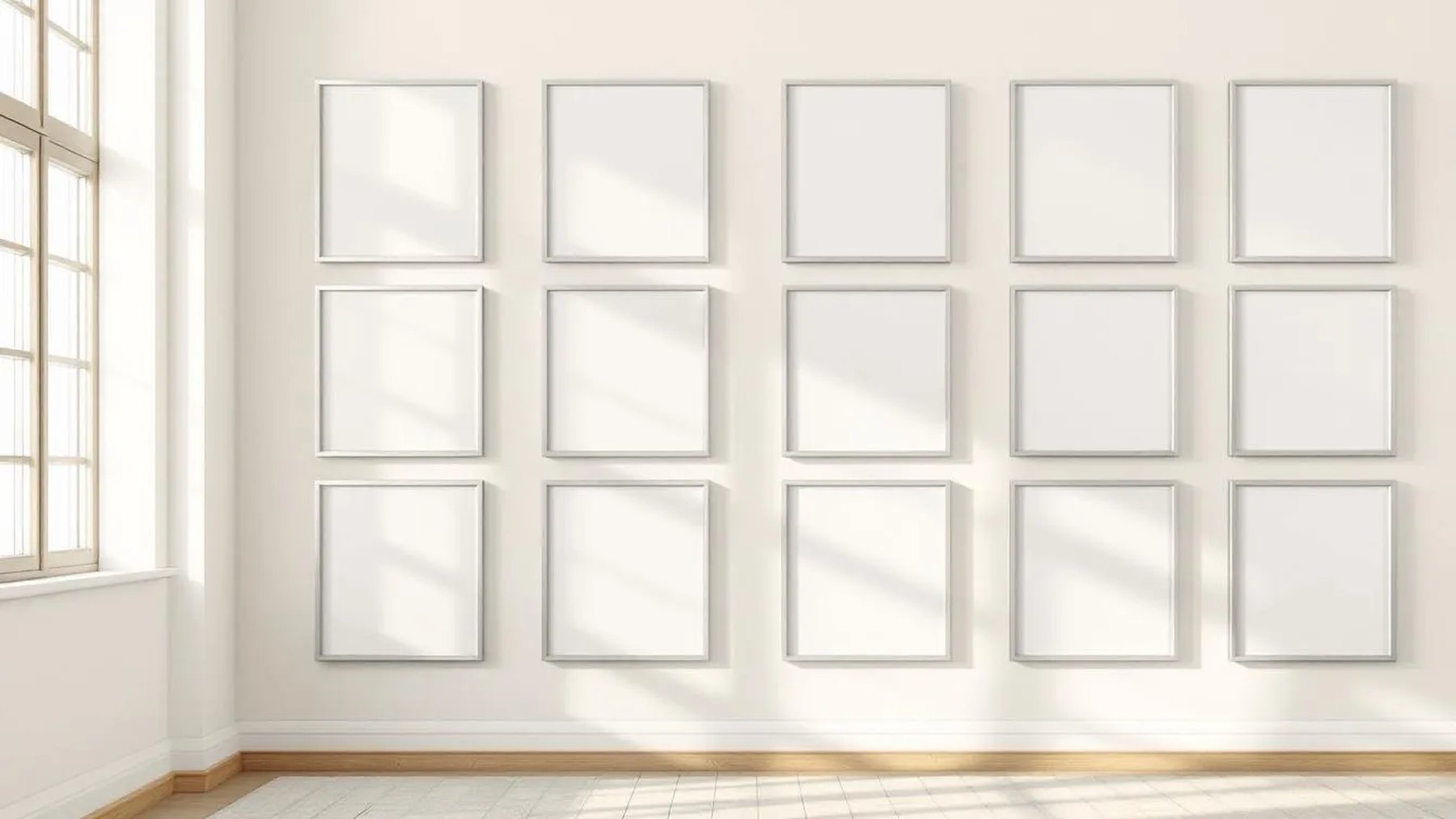 Frame Editorial Room Mockup — Silver Frame Square 1:1 — Perspective View — #01286 | MockupBulk