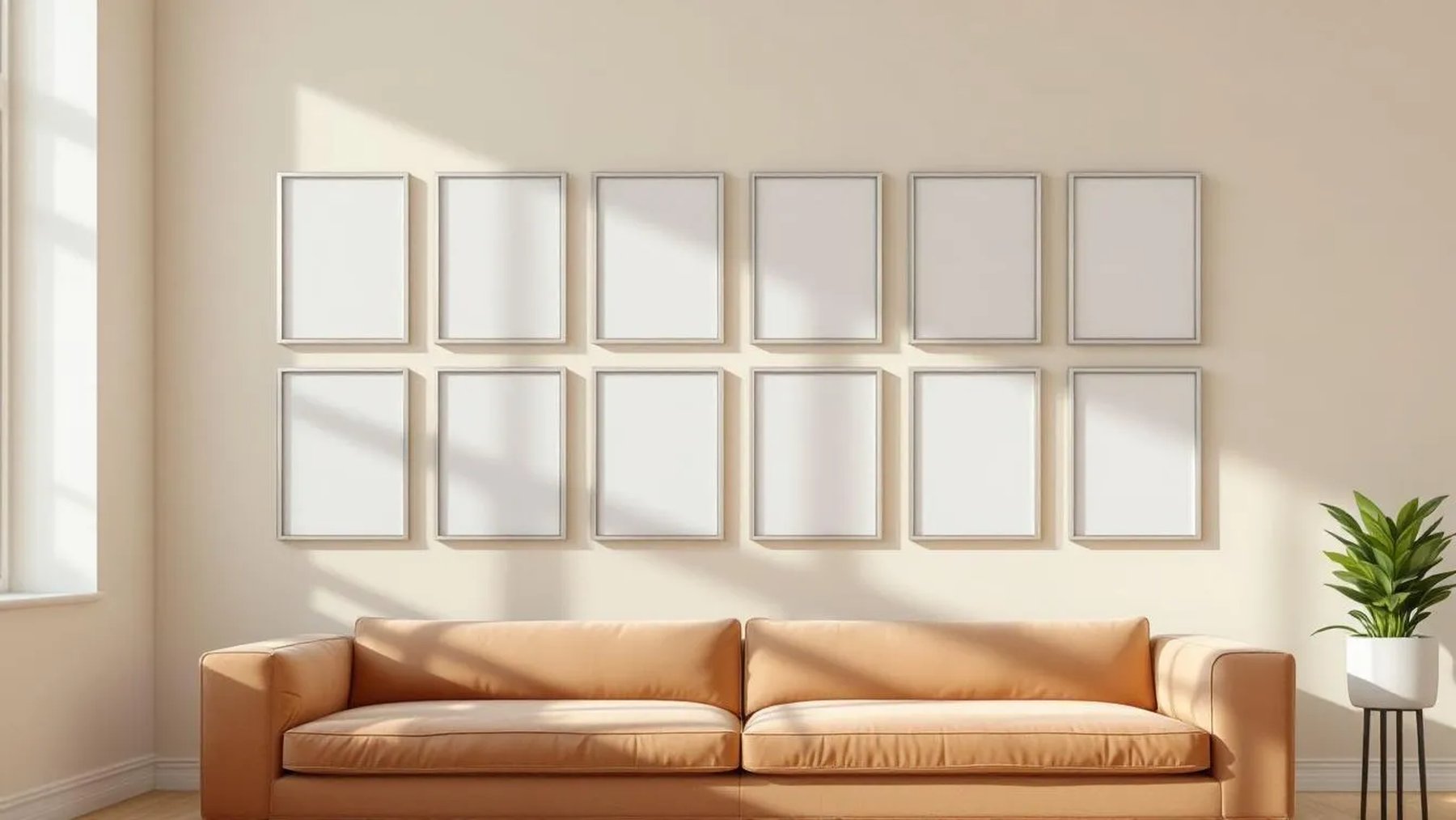 Frame Interior Frame Mockup — Silver Frame Square 1:1 — Perspective View — #01289 | MockupBulk
