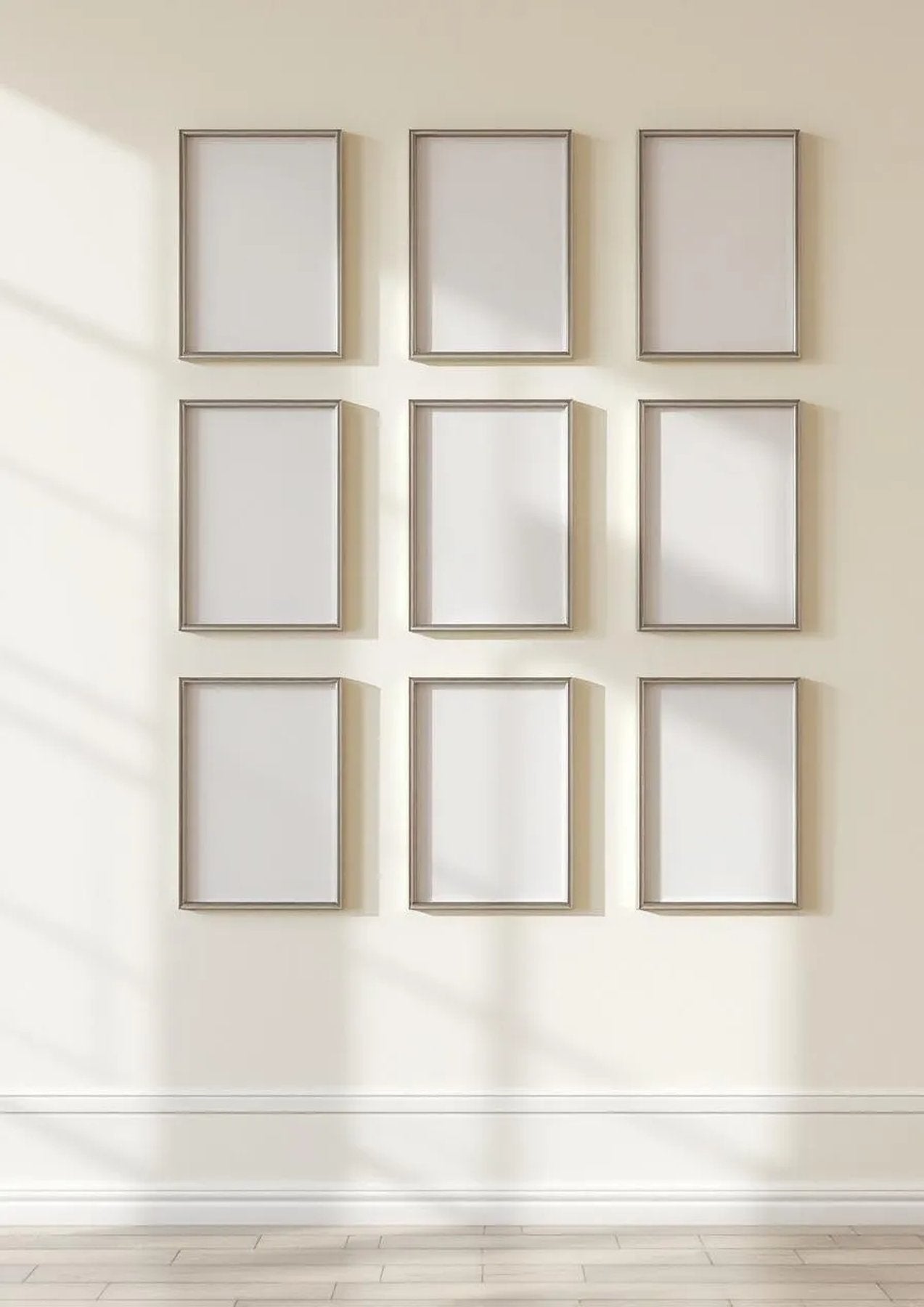 Frame High-Res Frame Mockup — Silver Frame Portrait 2:3 — Perspective View — #01293 | MockupBulk