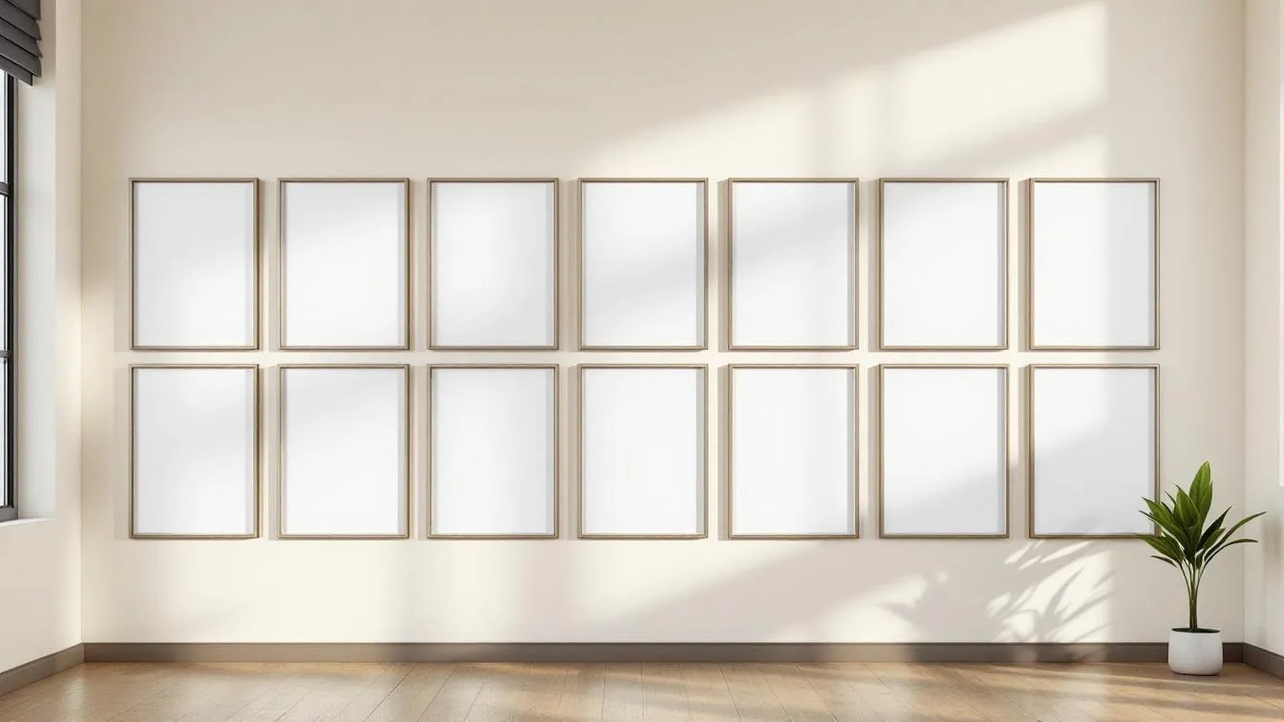 Frame Styled Room Mockup — Silver Frame Square 1:1 — Perspective View — #01298 | MockupBulk