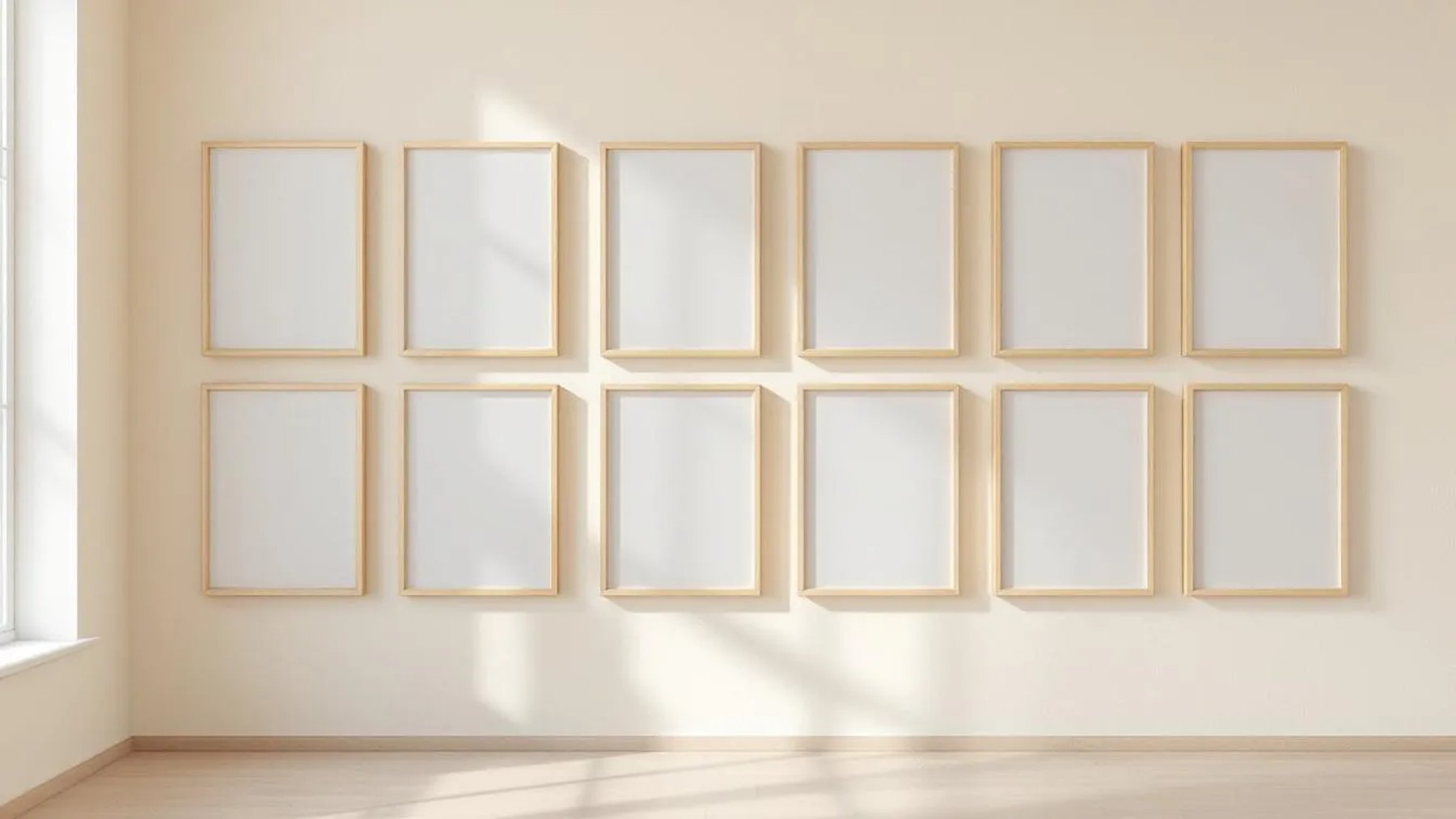 Frame Wall Art Mockup — Raw Pine Frame Portrait 2:3 — Perspective View — #01304 | MockupBulk