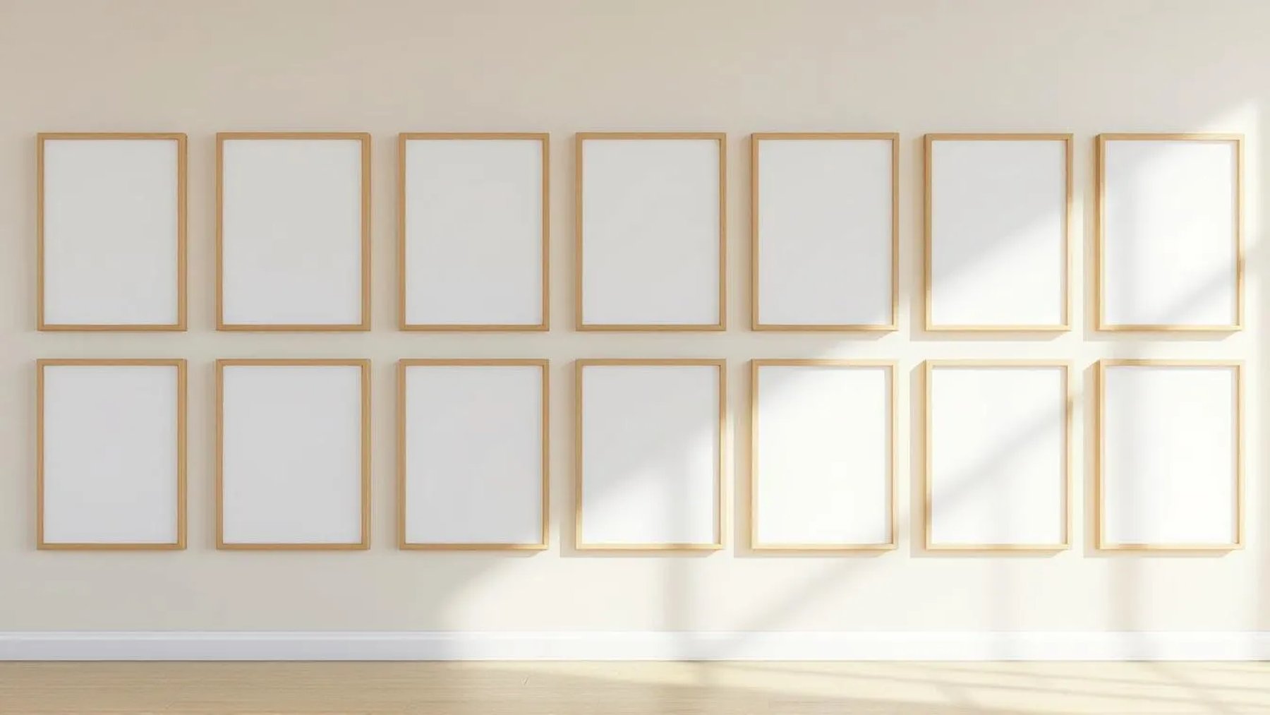 Frame Wall Art Mockup — Raw Pine Frame Square 1:1 — Perspective View — #01316 | MockupBulk
