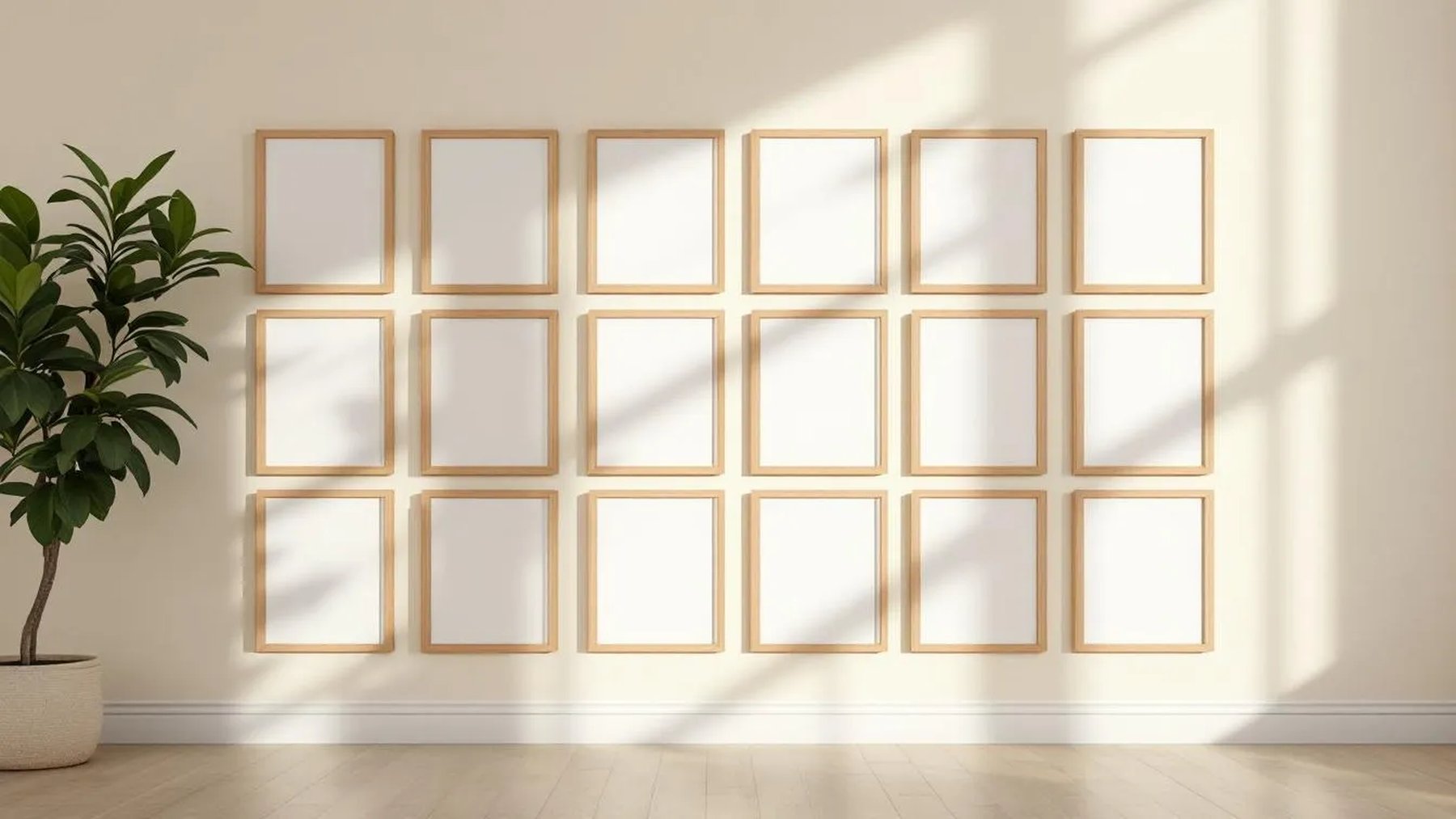 Frame Frame Display Mockup — Raw Pine Frame Portrait 2:3 — Perspective View — #01319 | MockupBulk