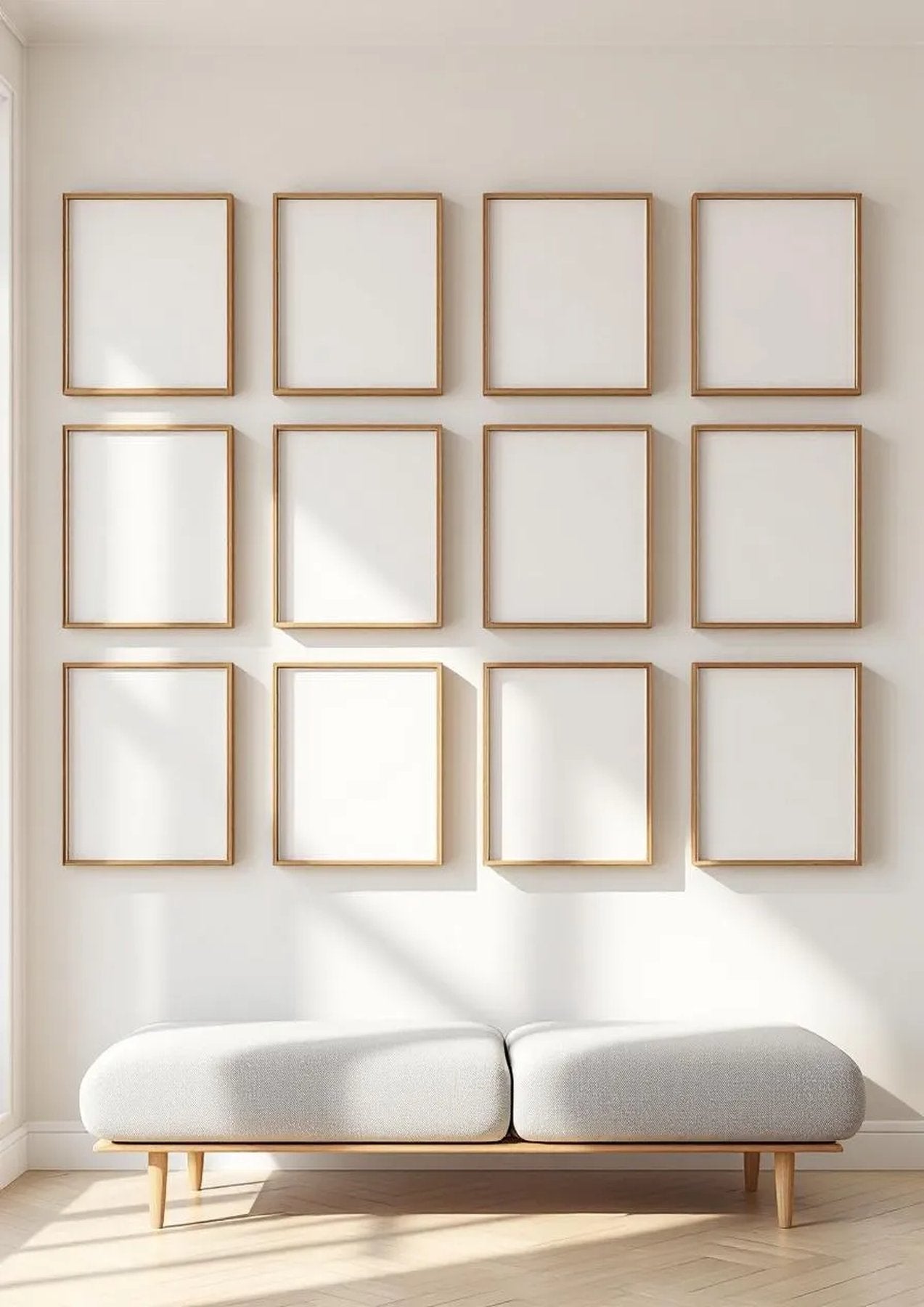 Frame Editorial Room Mockup — Raw Pine Frame Portrait 2:3 — Perspective View — #01323 | MockupBulk