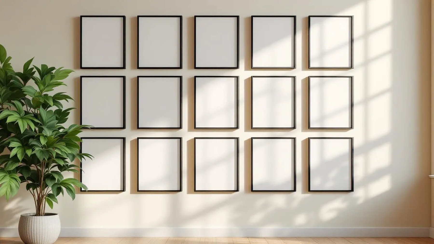 Frame Editorial Room Mockup — Matte Black Frame Portrait 4:5 — Perspective View — #01355 | MockupBulk