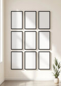 Frame Editorial Room Mockup — Matte Black Frame Portrait 2:3 — Perspective View — #01356 | MockupBulk