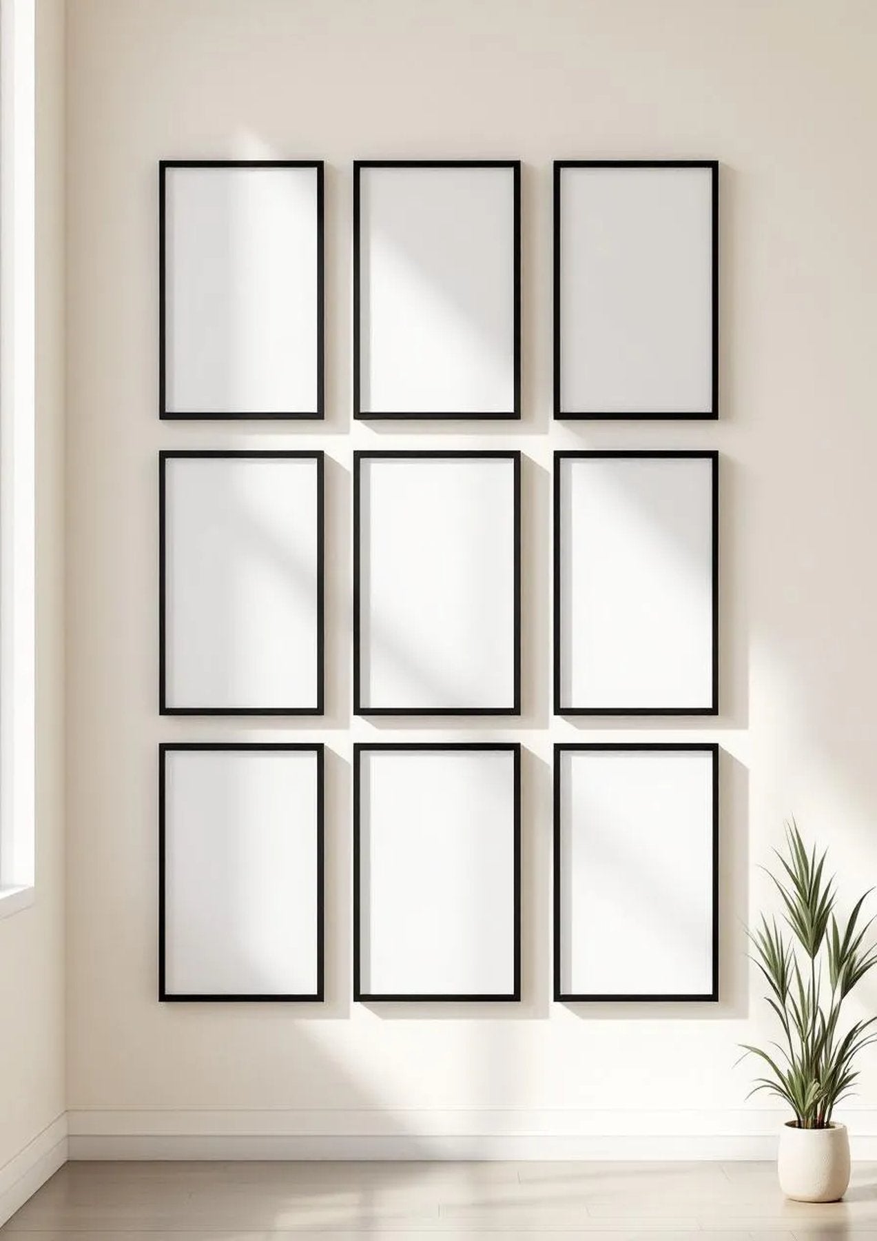 Frame Editorial Room Mockup — Matte Black Frame Portrait 2:3 — Perspective View — #01356 | MockupBulk
