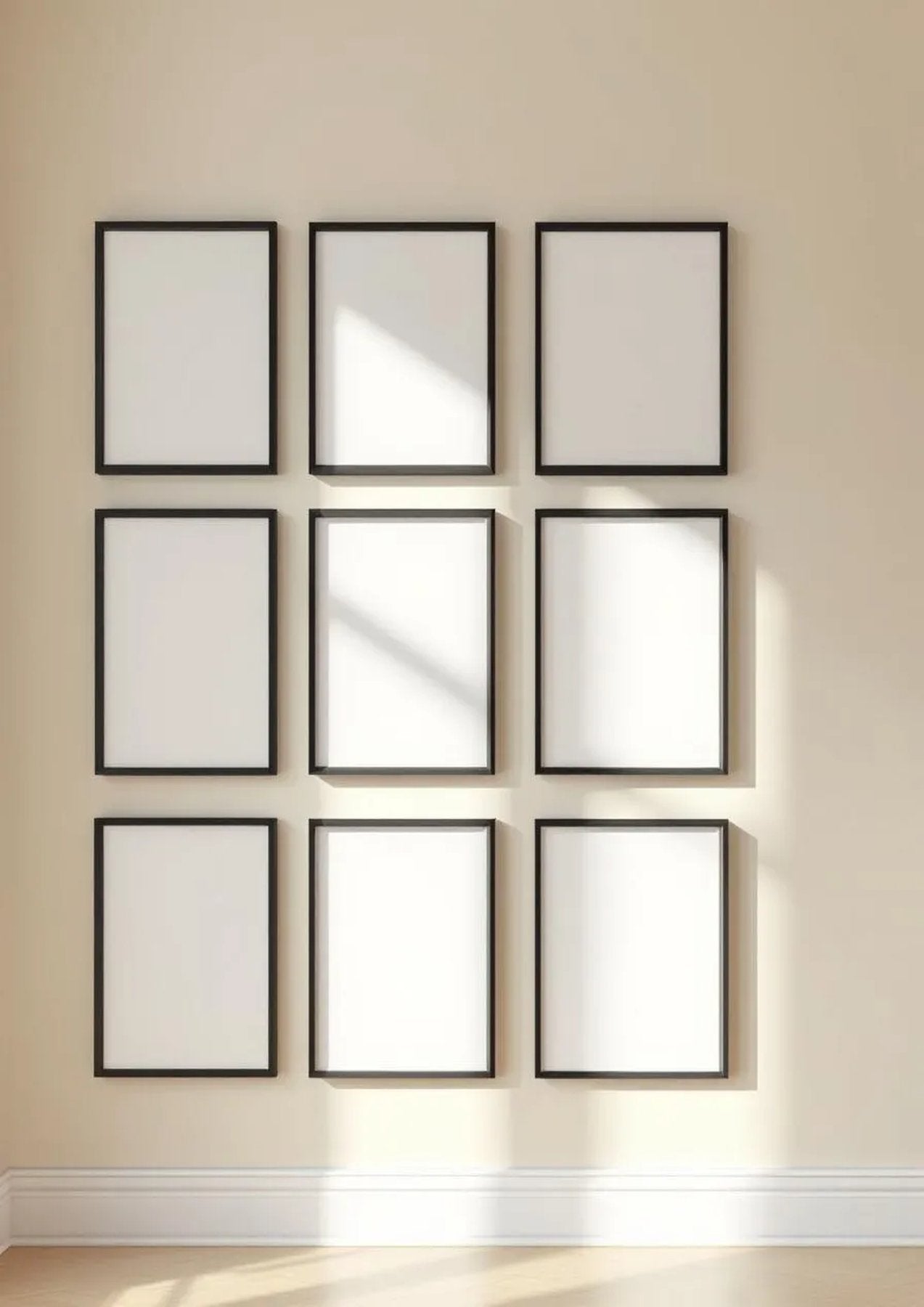 Frame Premium Interior Mockup — Matte Black Frame Portrait 2:3 — Perspective View — #01359 | MockupBulk