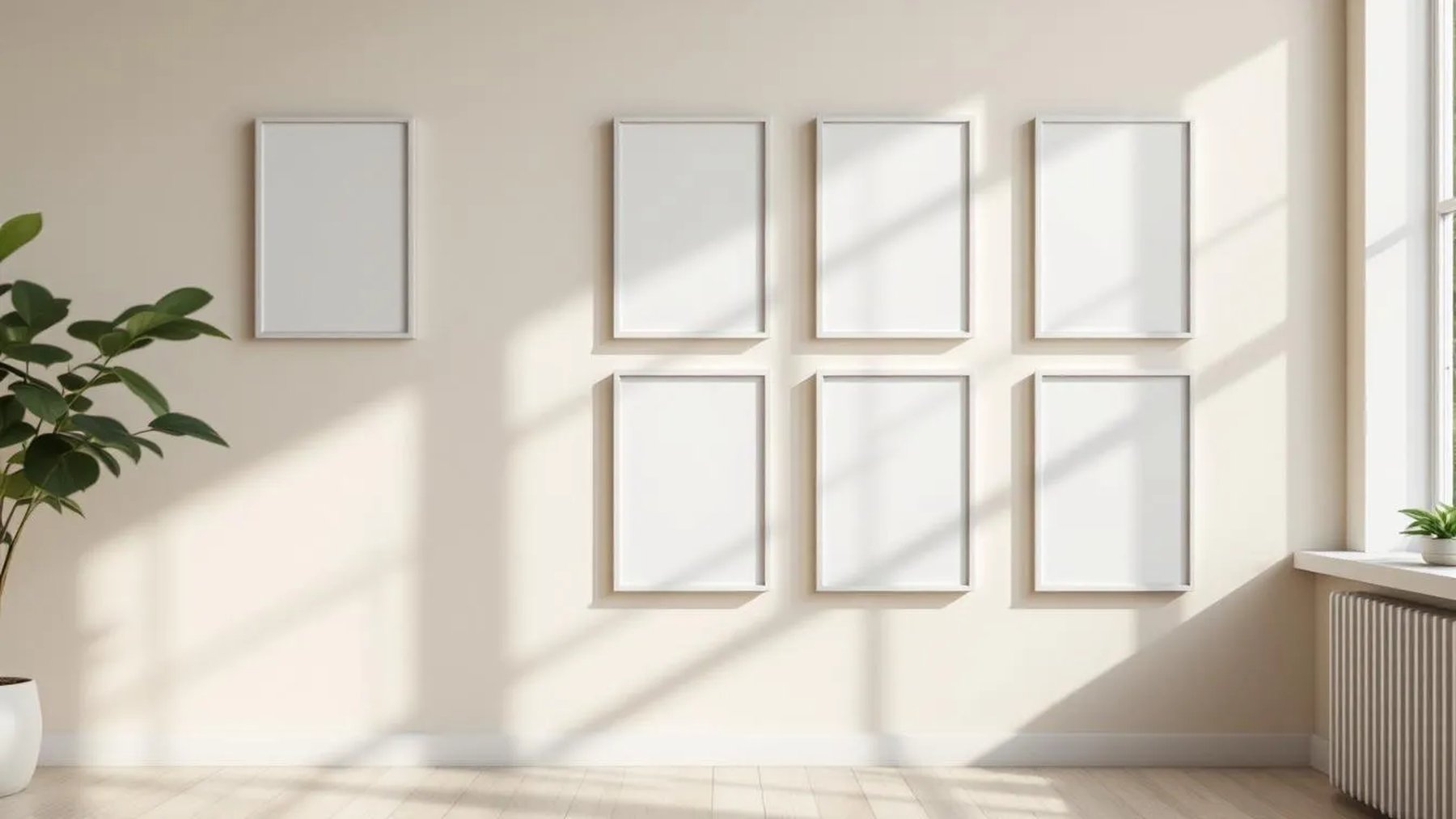 Frame Interior Frame Mockup — White Frame Square 1:1 — Perspective View — #01370 | MockupBulk
