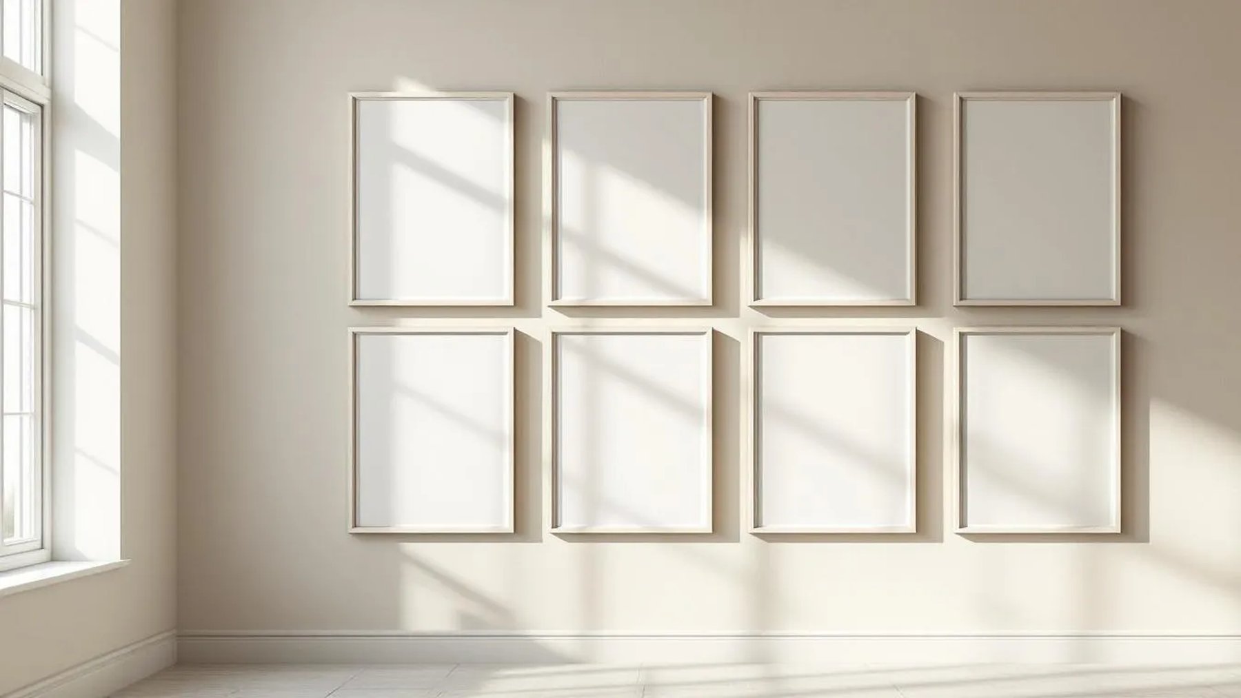 Frame Interior Frame Mockup — White Frame Portrait 2:3 — Perspective View — #01382 | MockupBulk