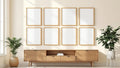 Frame Frame Display Mockup — Natural Oak Frame Square 1:1 — Perspective View — #01388 | MockupBulk