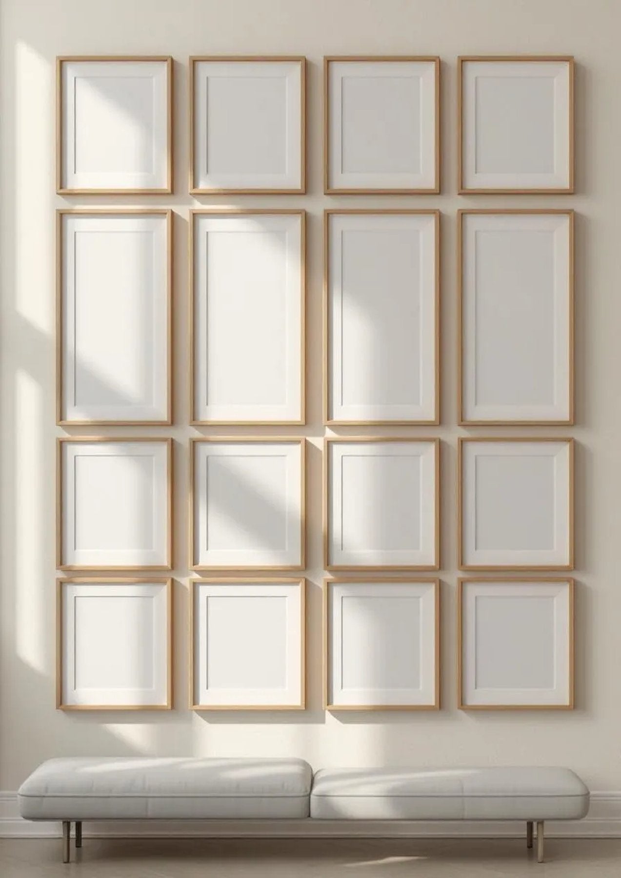 Frame Editorial Room Mockup — Natural Oak Frame Portrait 2:3 — Perspective View — #01392 | MockupBulk