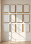 Frame Frame Display Mockup — Natural Oak Frame Portrait 2:3 — Perspective View — #01395 | MockupBulk