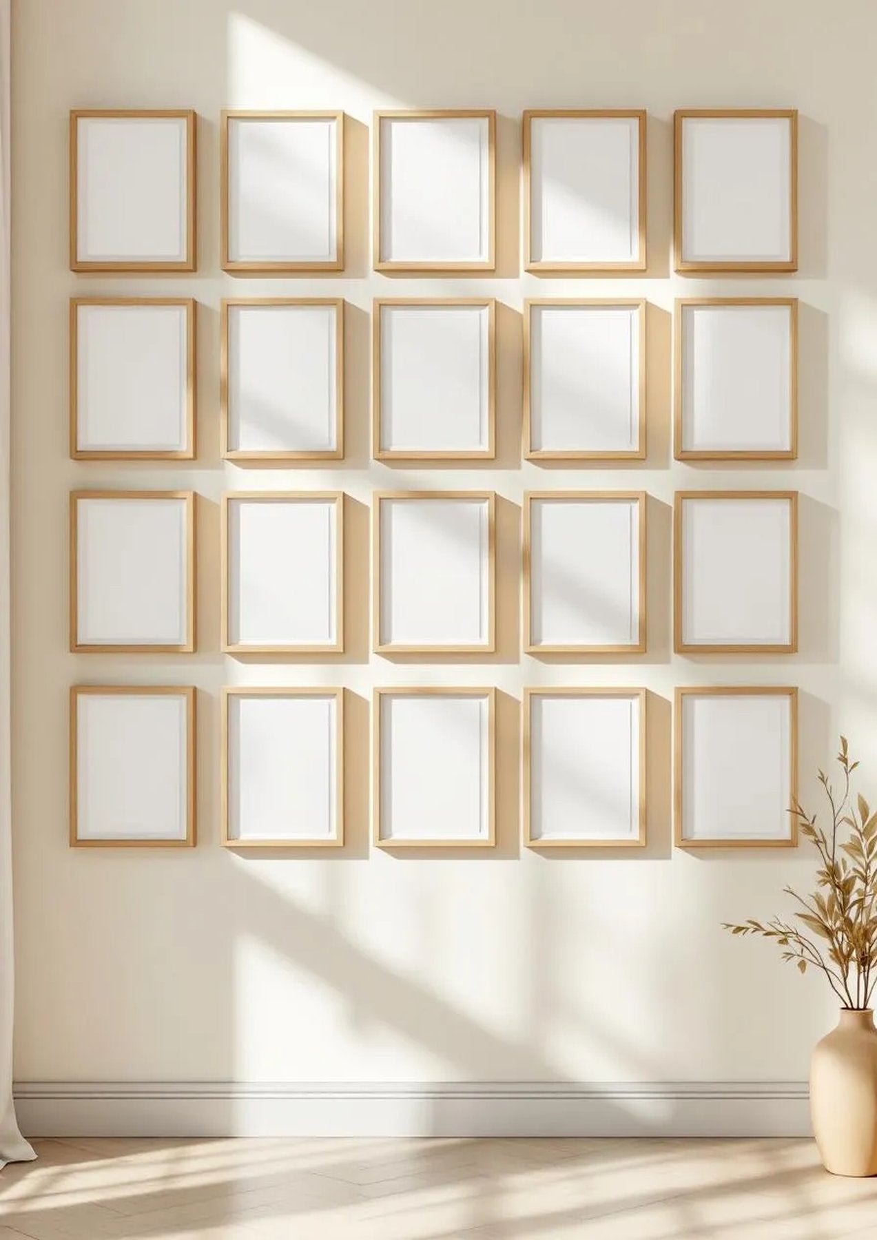 Frame Interior Frame Mockup — Natural Oak Frame Portrait 2:3 — Perspective View — #01398 | MockupBulk