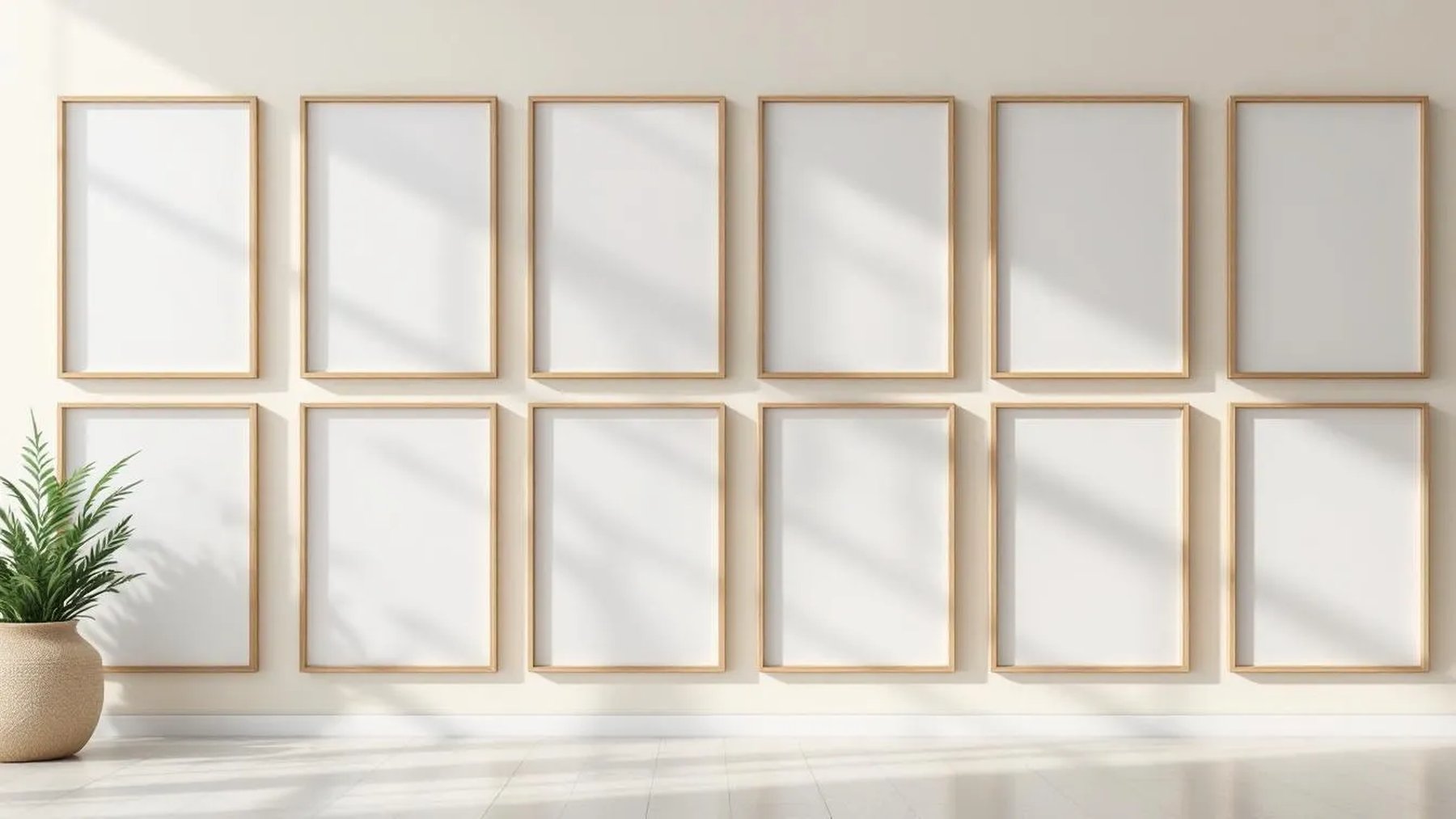Frame Styled Room Mockup — Natural Oak Frame Square 1:1 — Perspective View — #01400 | MockupBulk
