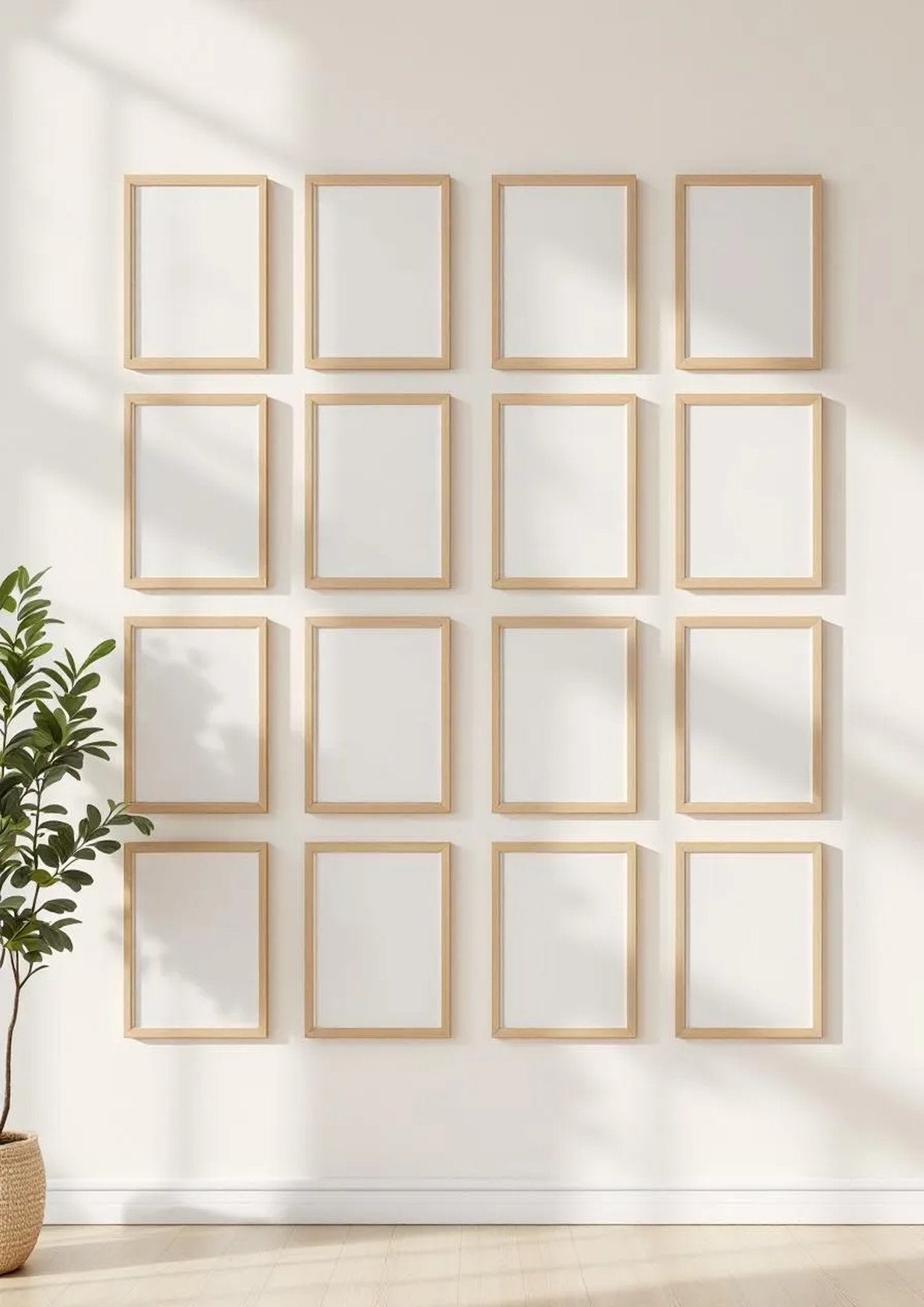 Frame Interior Frame Mockup — Natural Oak Frame Portrait 2:3 — Perspective View — #01404 | MockupBulk