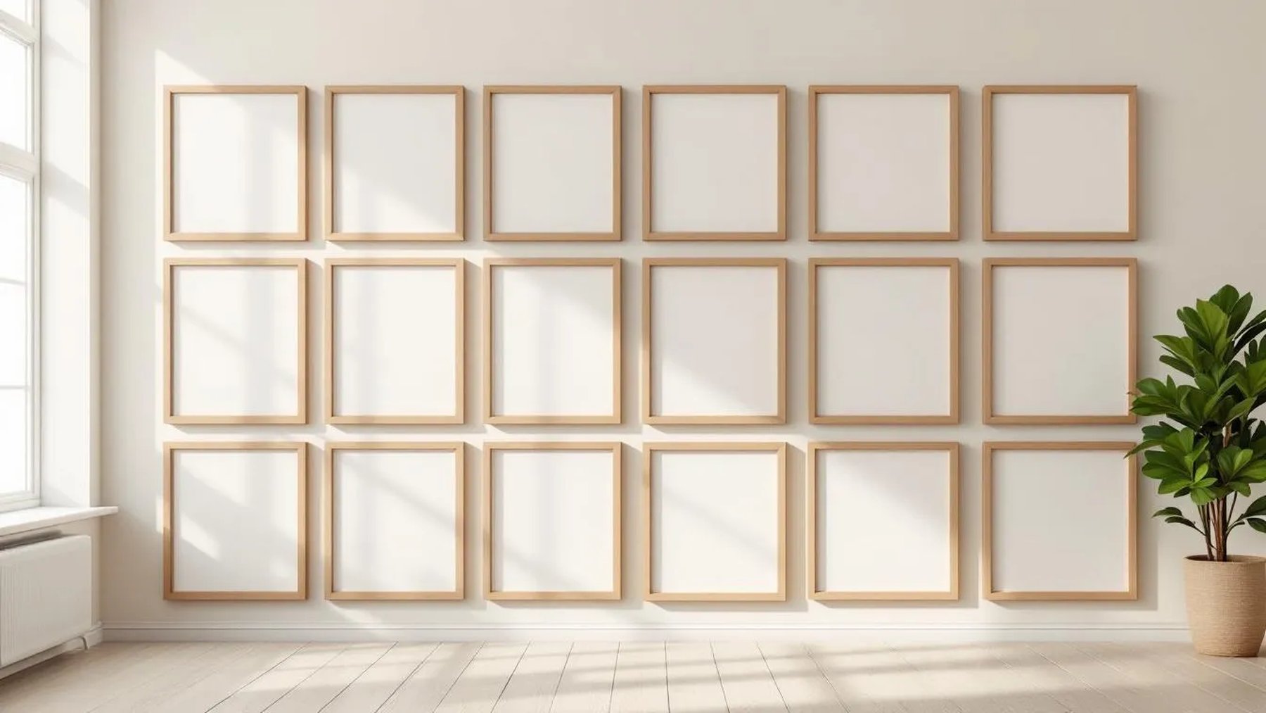 Frame Frame Display Mockup — Natural Oak Frame Portrait 2:3 — Perspective View — #01406 | MockupBulk