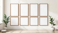 Frame Wall Art Mockup — Walnut Frame Square 1:1 — Perspective View — #01409 | MockupBulk
