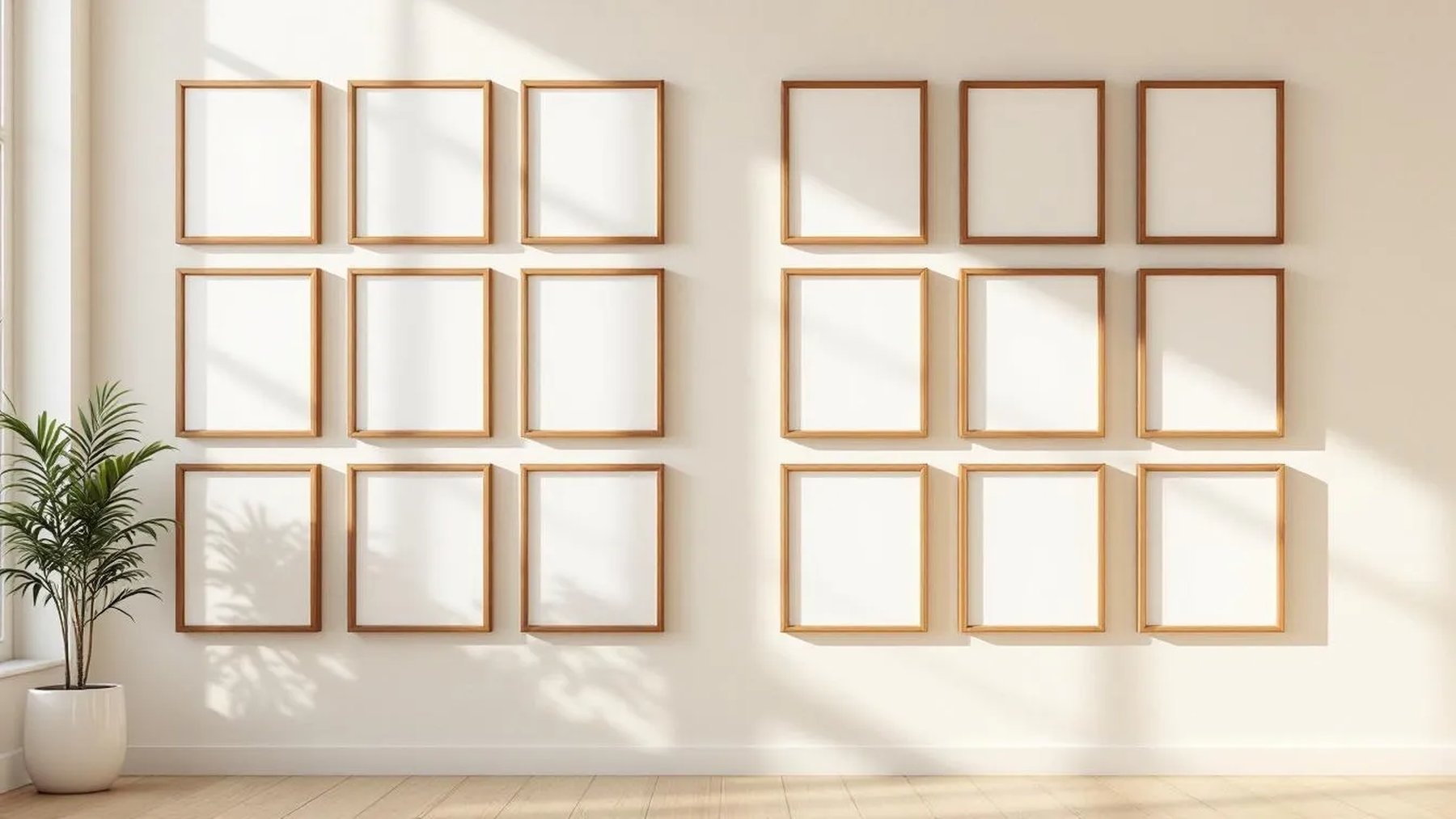 Frame Styled Room Mockup — Walnut Frame Portrait 2:3 — Perspective View — #01415 | MockupBulk