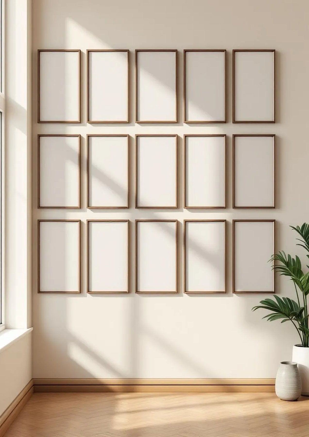 Frame Interior Frame Mockup — Walnut Frame Portrait 2:3 — Perspective View — #01422 | MockupBulk