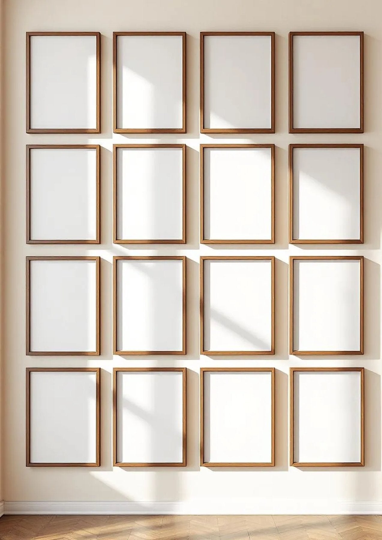 Frame Room Scene Mockup — Walnut Frame Portrait 2:3 — Perspective View — #01425 | MockupBulk