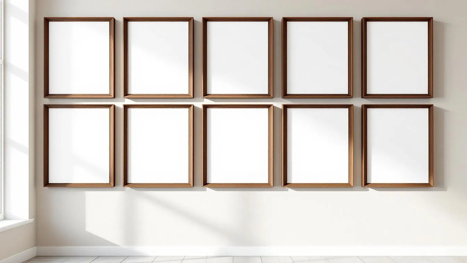 Frame Editorial Room Mockup — Walnut Frame Square 1:1 — Perspective View — #01427 | MockupBulk