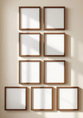 Frame Premium Interior Mockup — Walnut Frame Portrait 2:3 — Perspective View — #01428 | MockupBulk