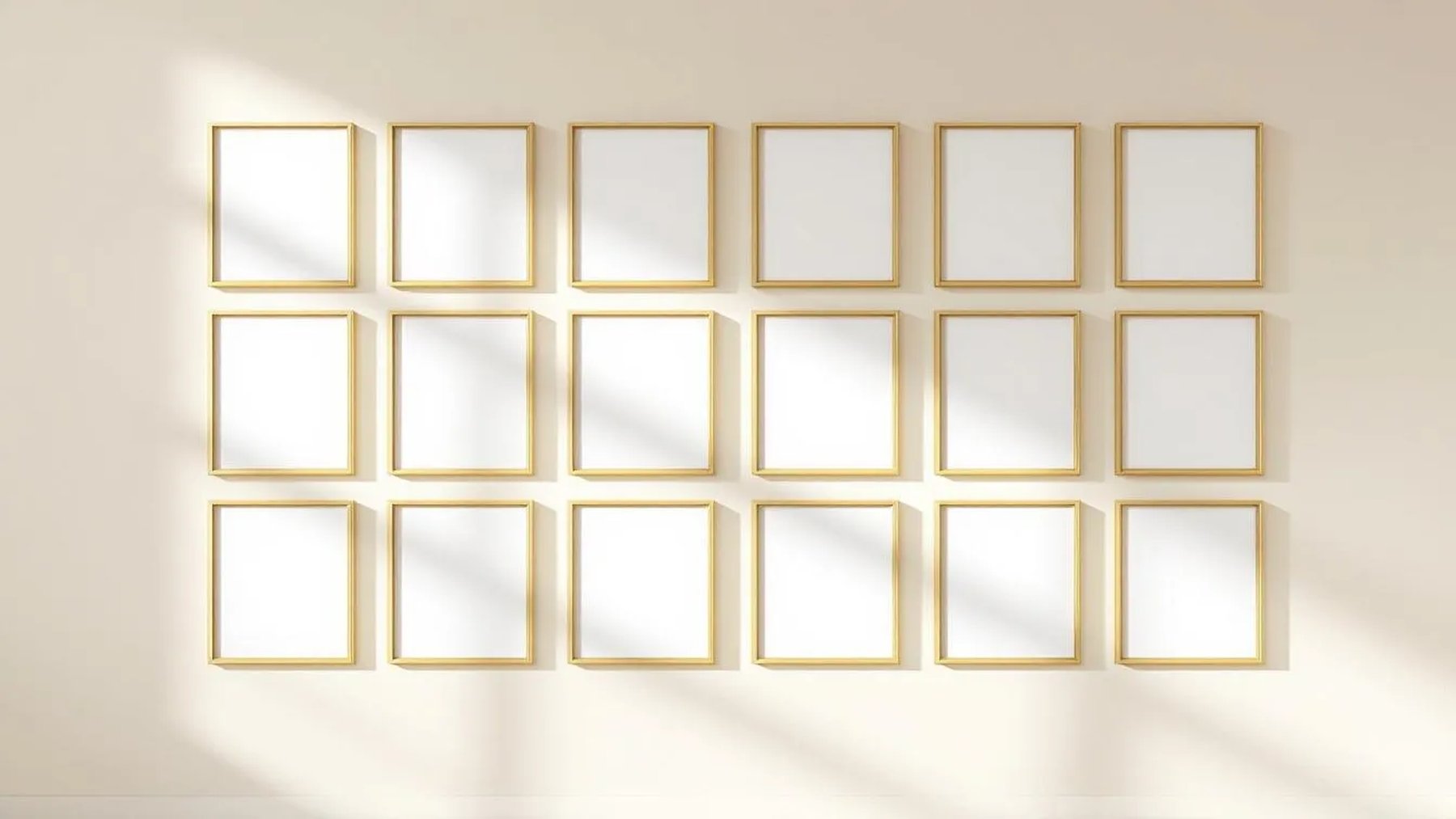 Frame Interior Frame Mockup — Gold Frame Square 1:1 — Perspective View — #01430 | MockupBulk