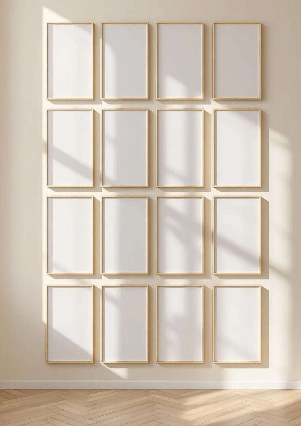 Frame Premium Interior Mockup — Gold Frame Portrait 2:3 — Perspective View — #01431 | MockupBulk