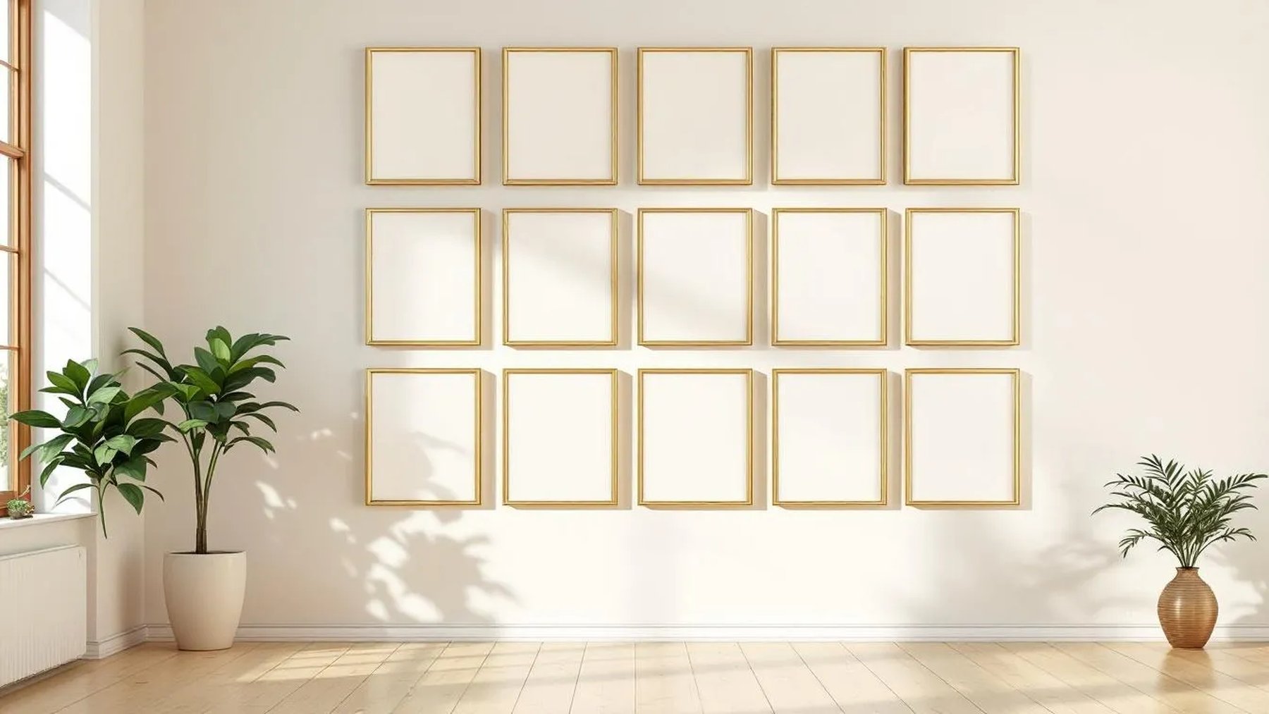 Frame Frame Display Mockup — Gold Frame Square 1:1 — Perspective View — #01439 | MockupBulk