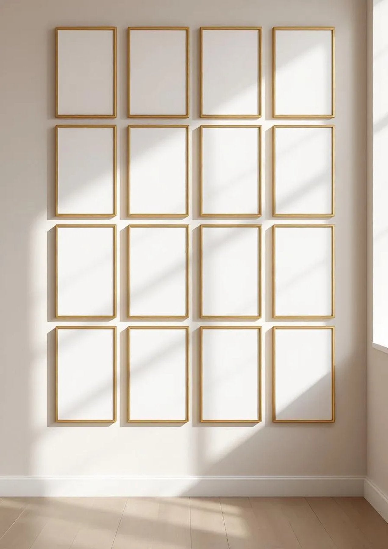 Frame Lifestyle Frame Mockup — Gold Frame Portrait 2:3 — Perspective View — #01440 | MockupBulk