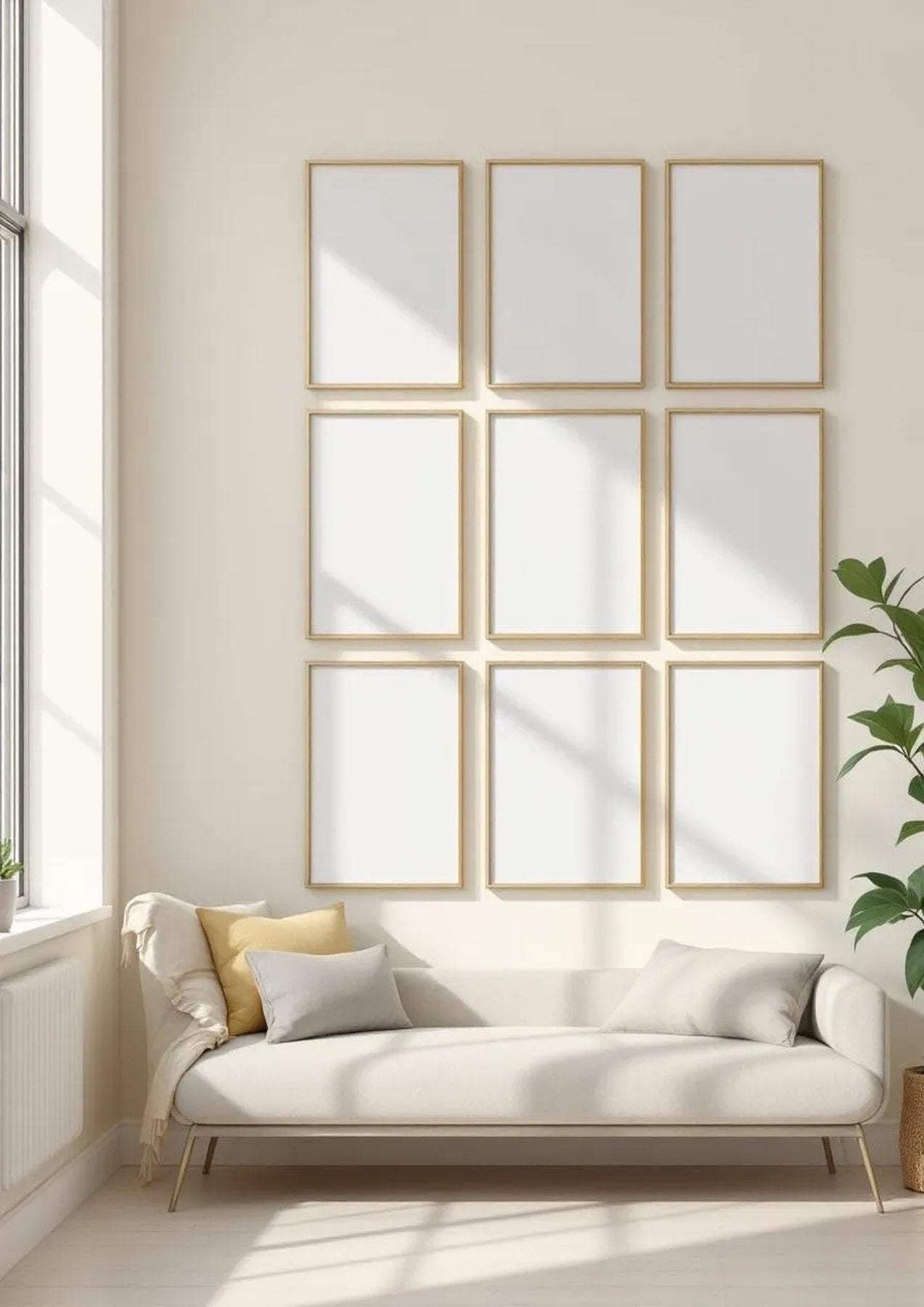 Frame Lifestyle Frame Mockup — Gold Frame Portrait 2:3 — Perspective View — #01443 | MockupBulk