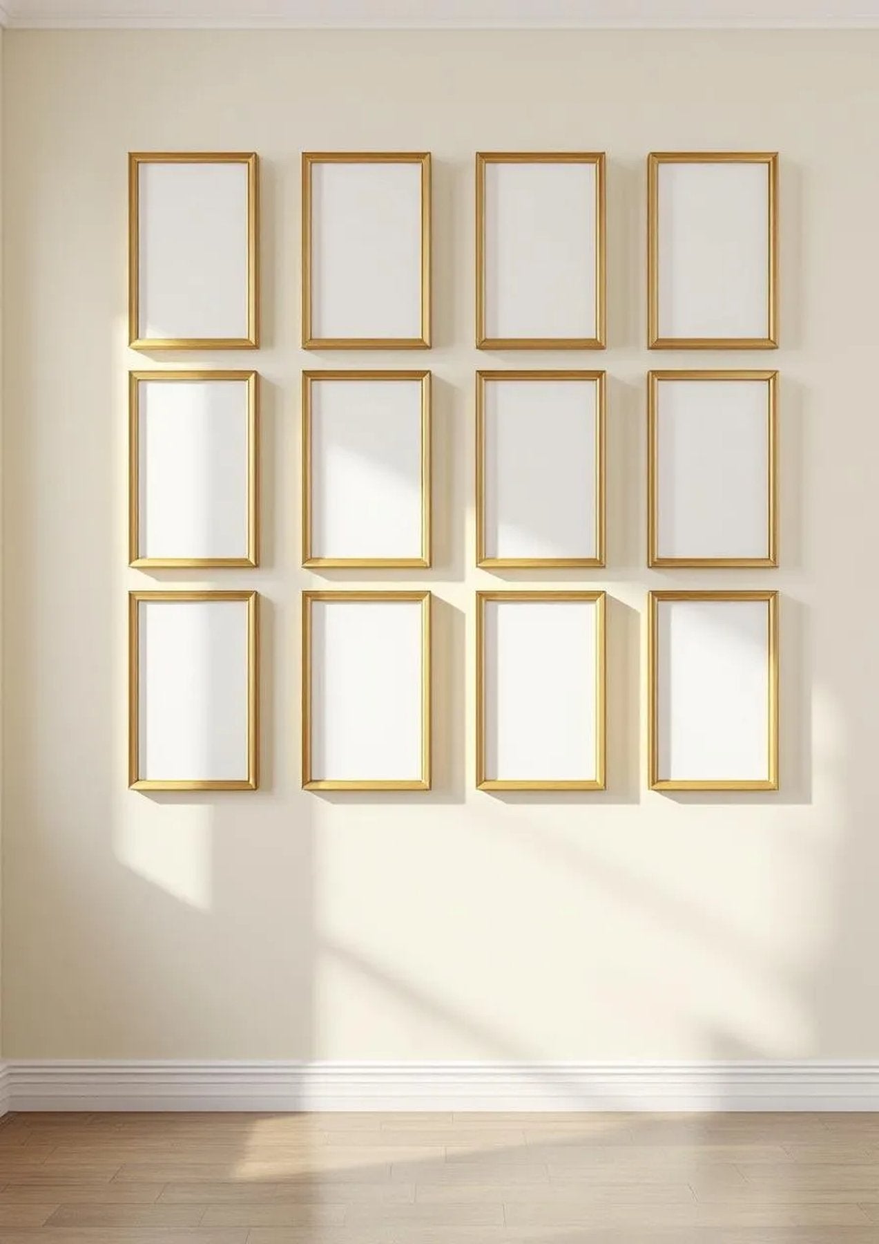 Frame Interior Frame Mockup — Gold Frame Portrait 4:5 — Perspective View — #01446 | MockupBulk