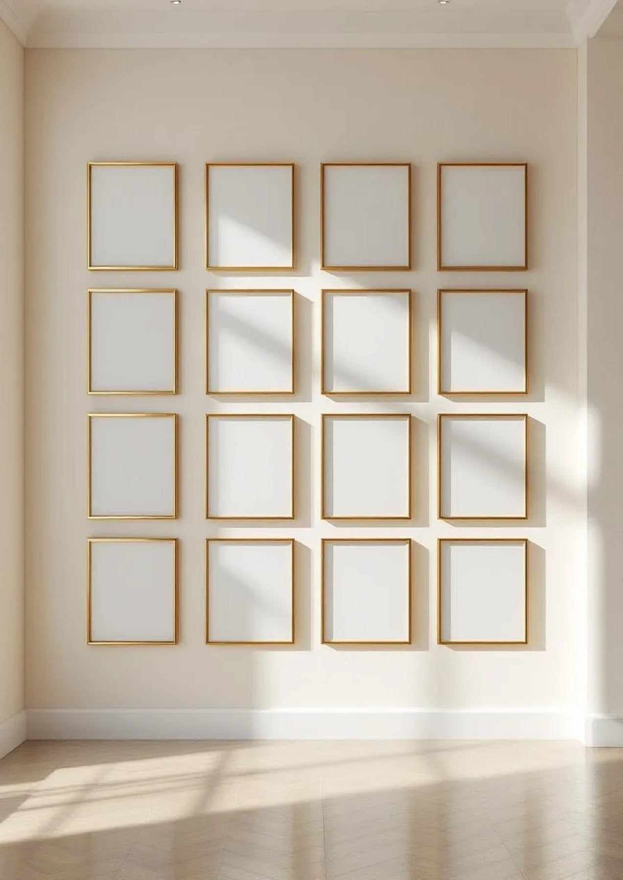 Frame Room Scene Mockup — Gold Frame Portrait 2:3 — Perspective View — #01449 | MockupBulk