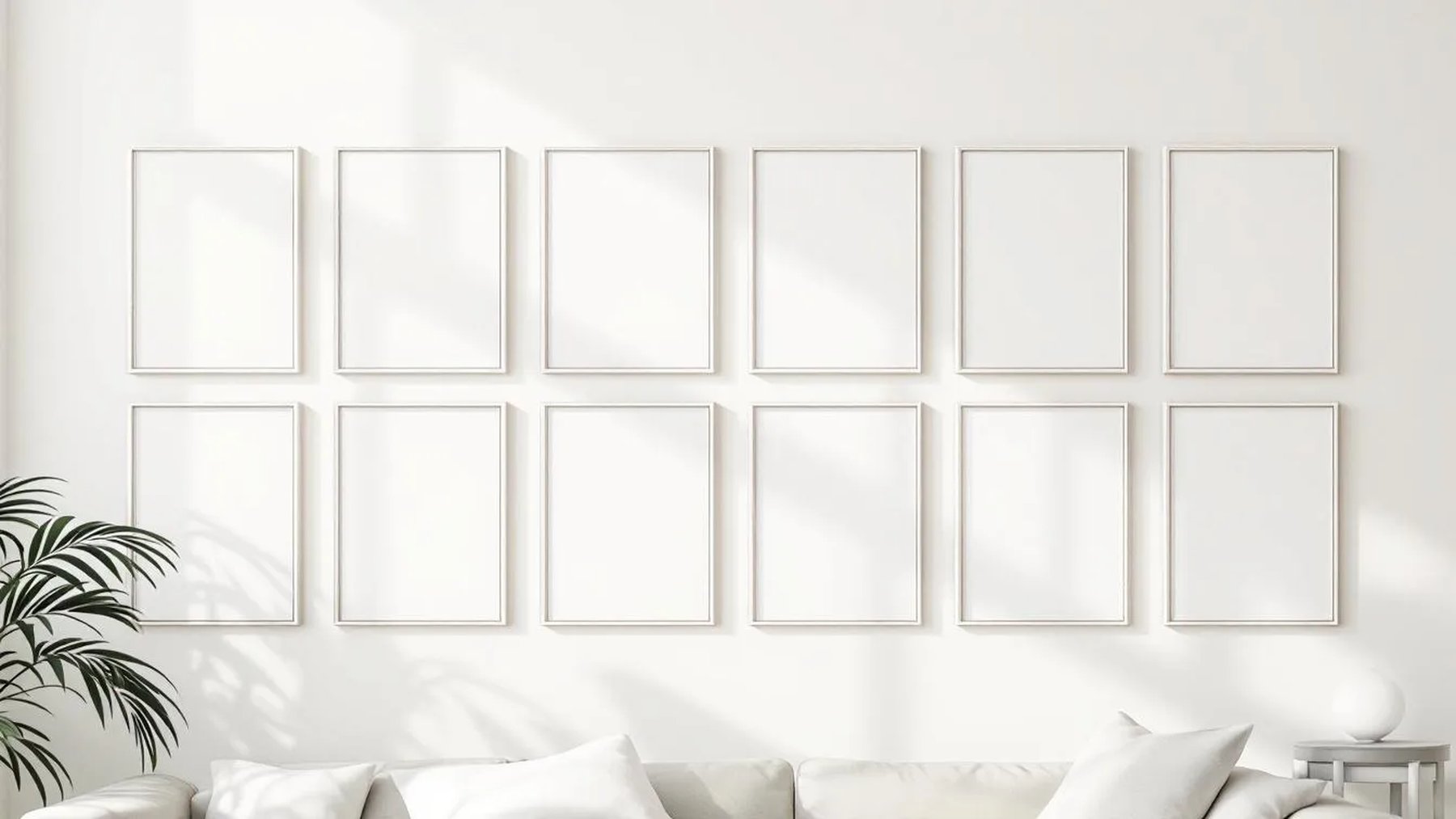 Frame Premium Interior Mockup — Silver Frame Square 1:1 — Perspective View — #01451 | MockupBulk